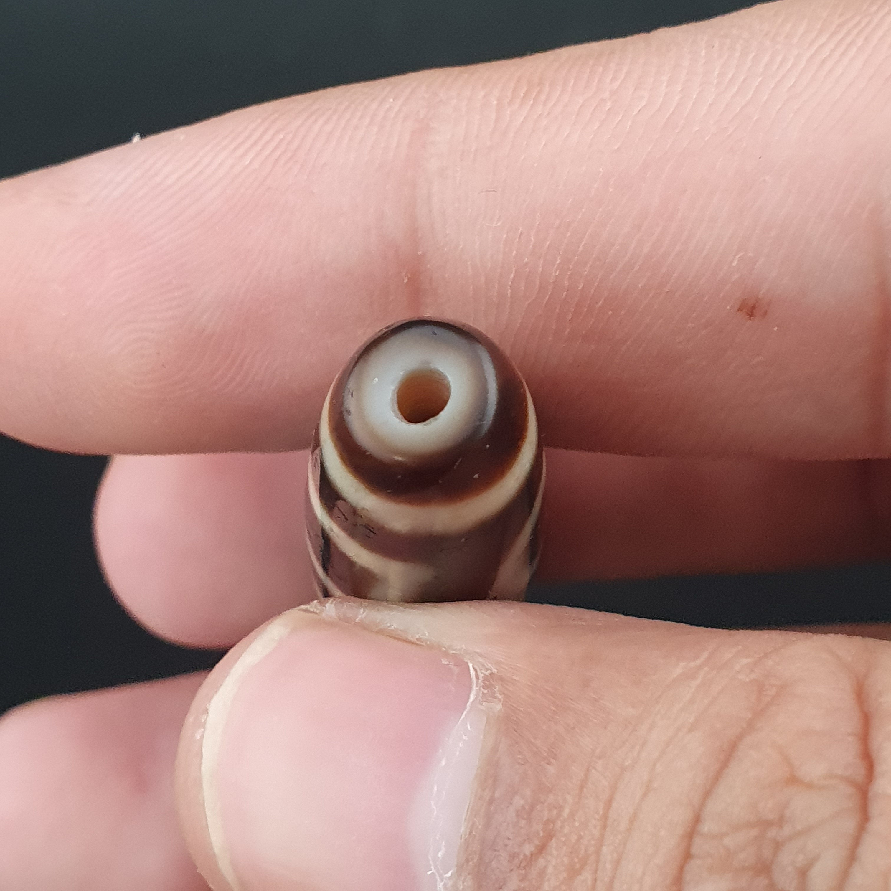 Antique Circle & Square Himalayan Tibetan Agate Dzi Bead Amulet