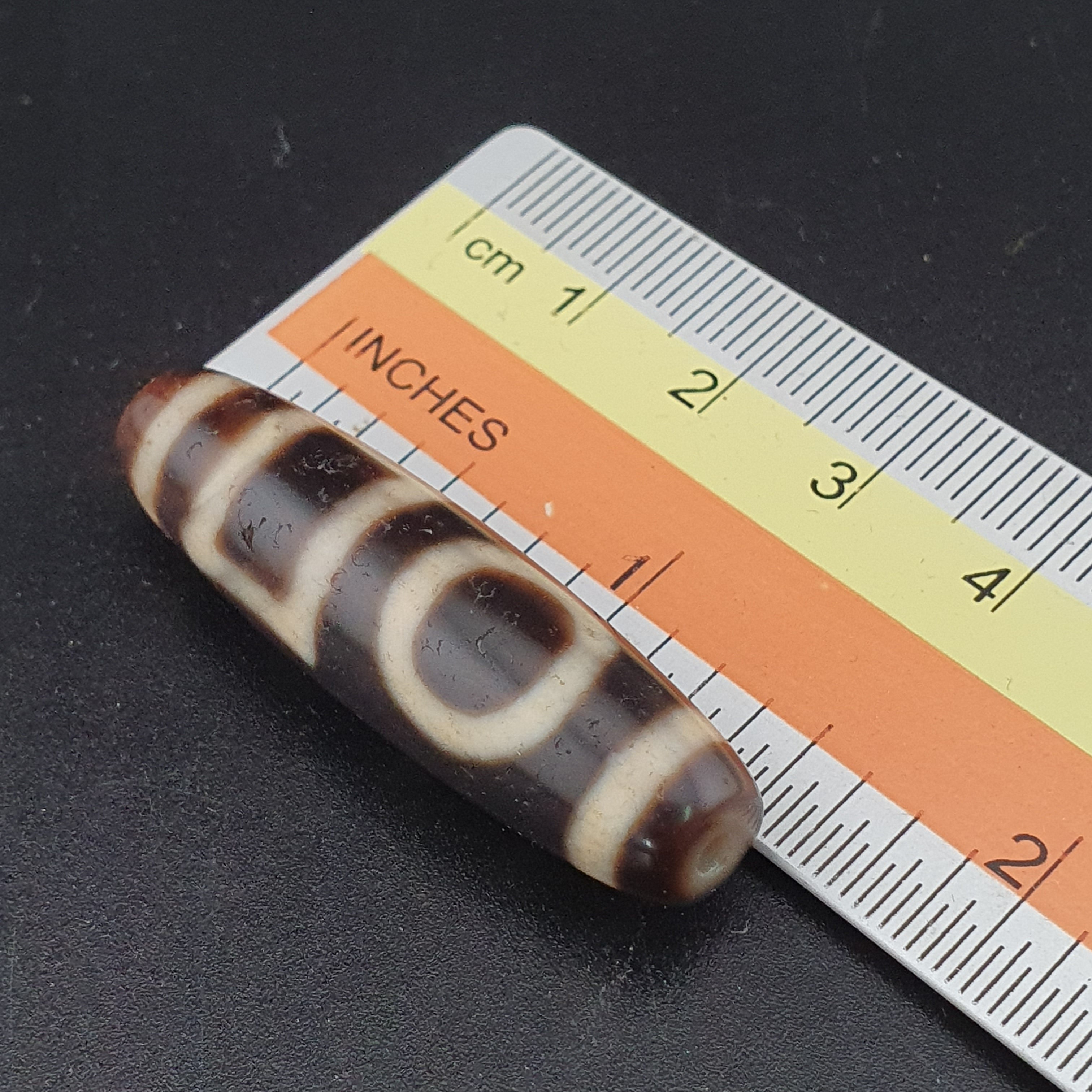 Antique Circle & Square Himalayan Tibetan Agate Dzi Bead Amulet