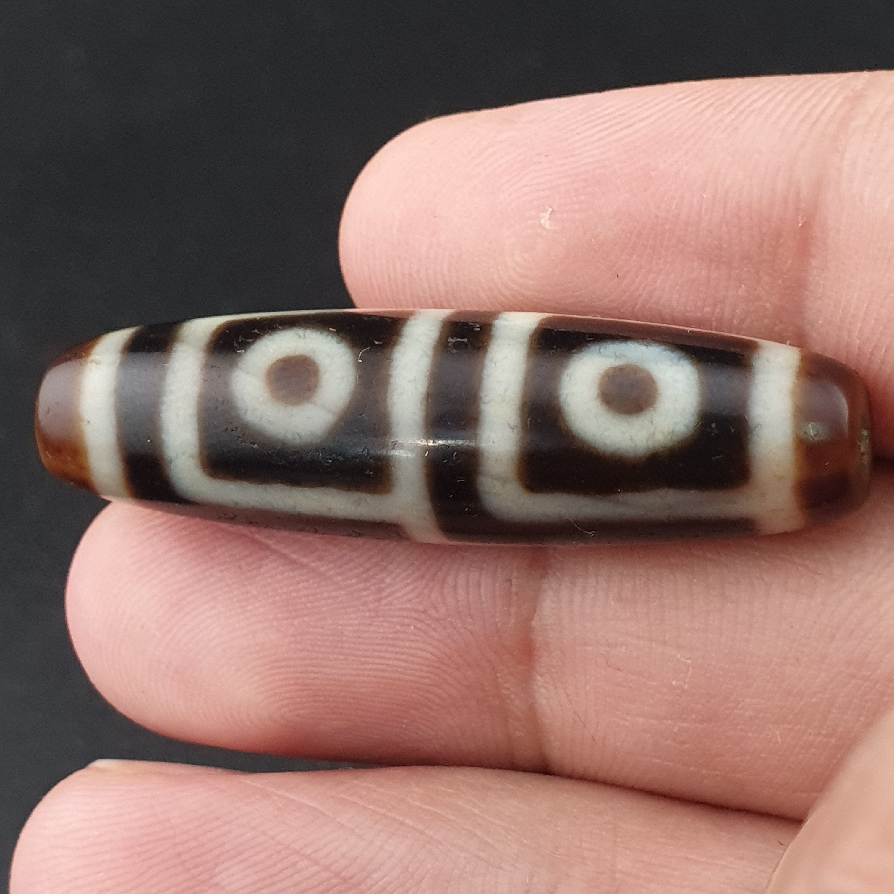 Antique 4 Eyes Himalayan Tibetan Agate Dzi Bead Amulet