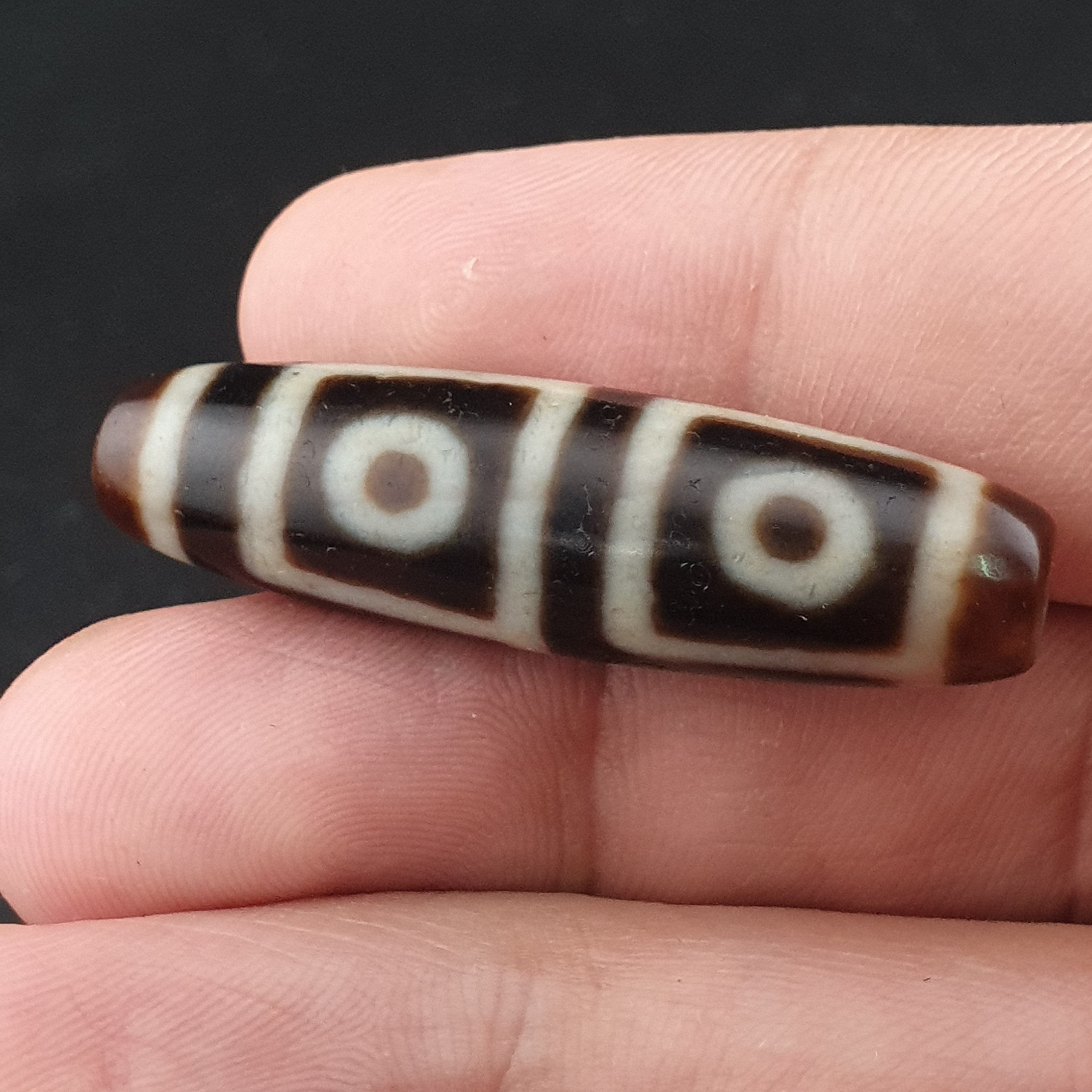 Antique 4 Eyes Himalayan Tibetan Agate Dzi Bead Amulet