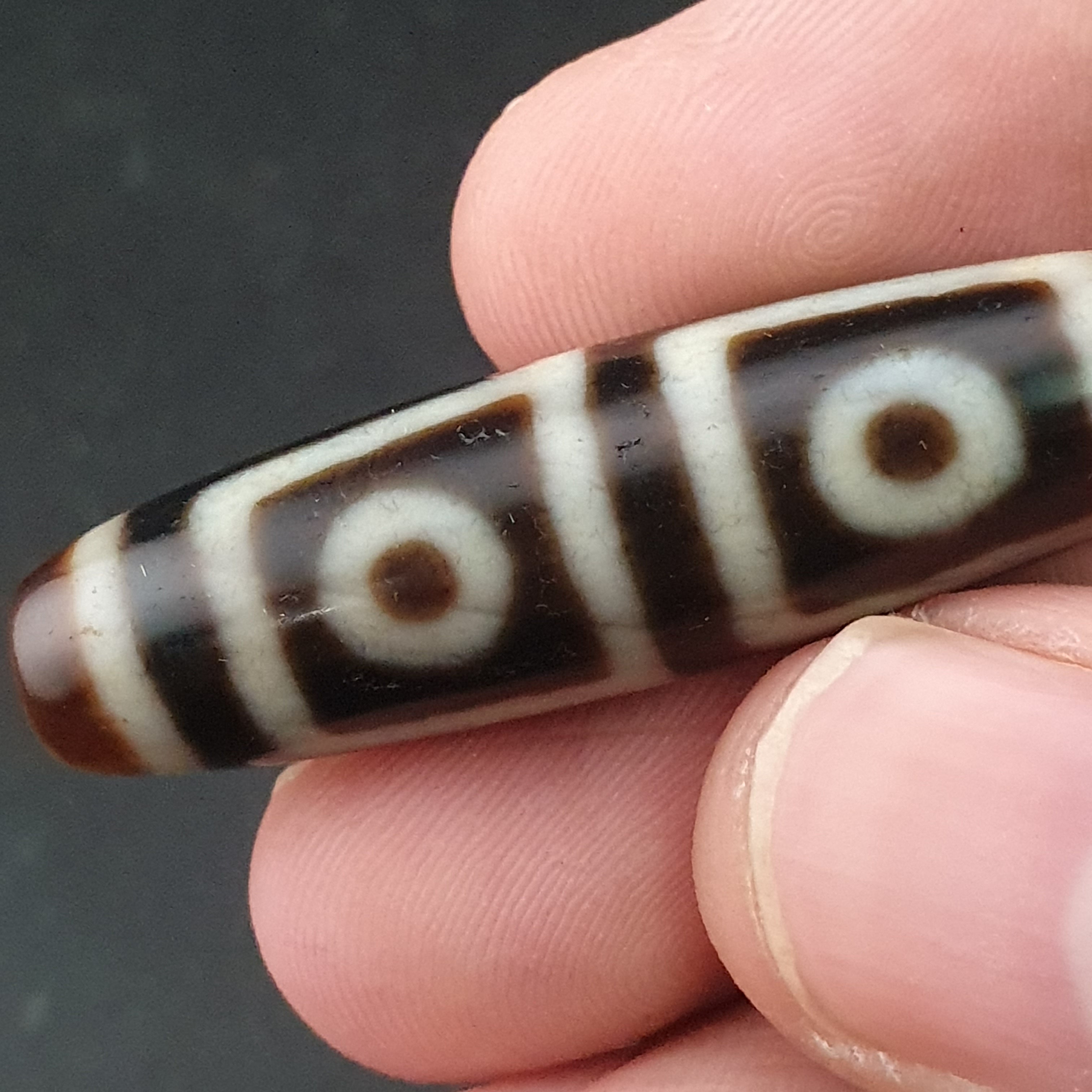 Antique 4 Eyes Himalayan Tibetan Agate Dzi Bead Amulet