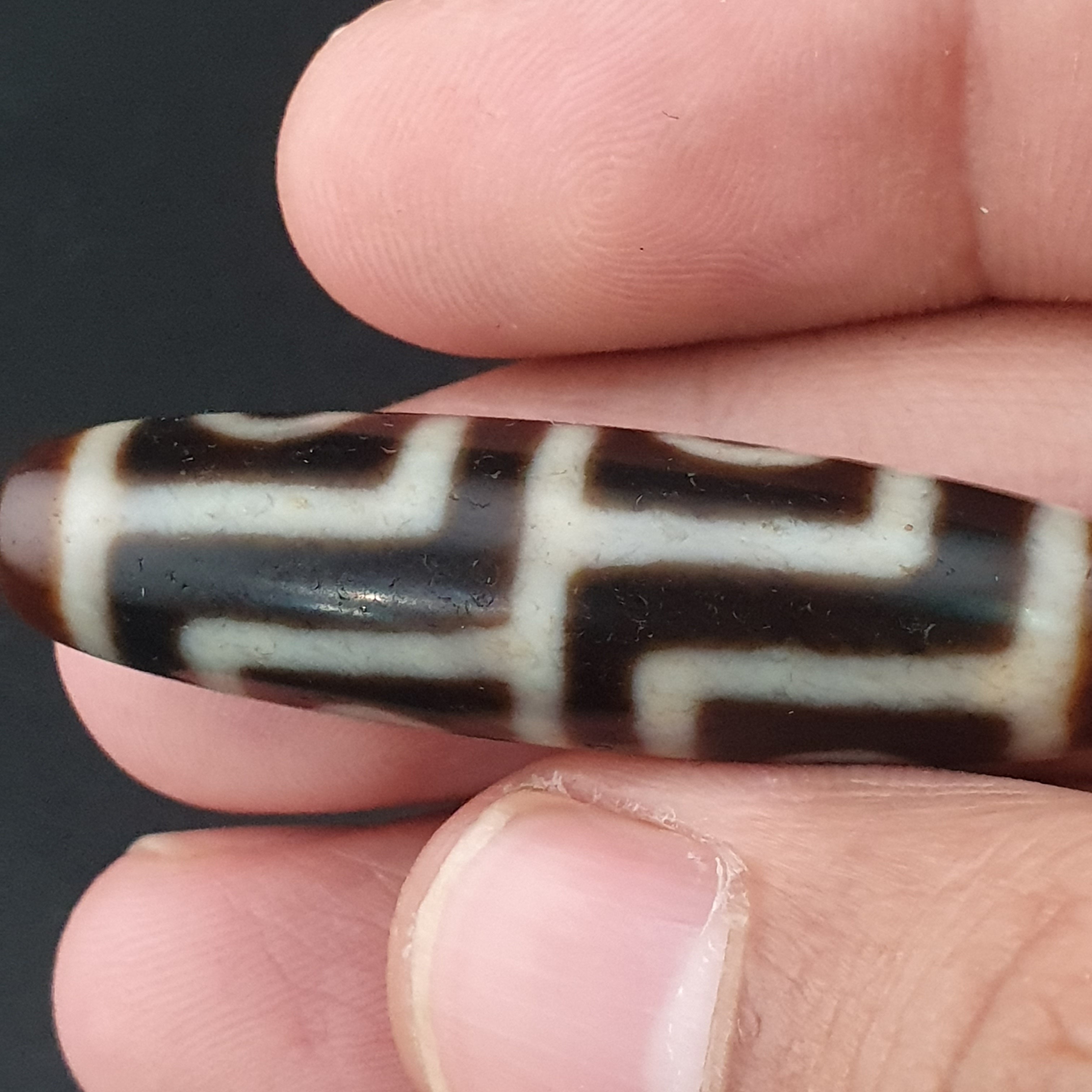 Antique 4 Eyes Himalayan Tibetan Agate Dzi Bead Amulet