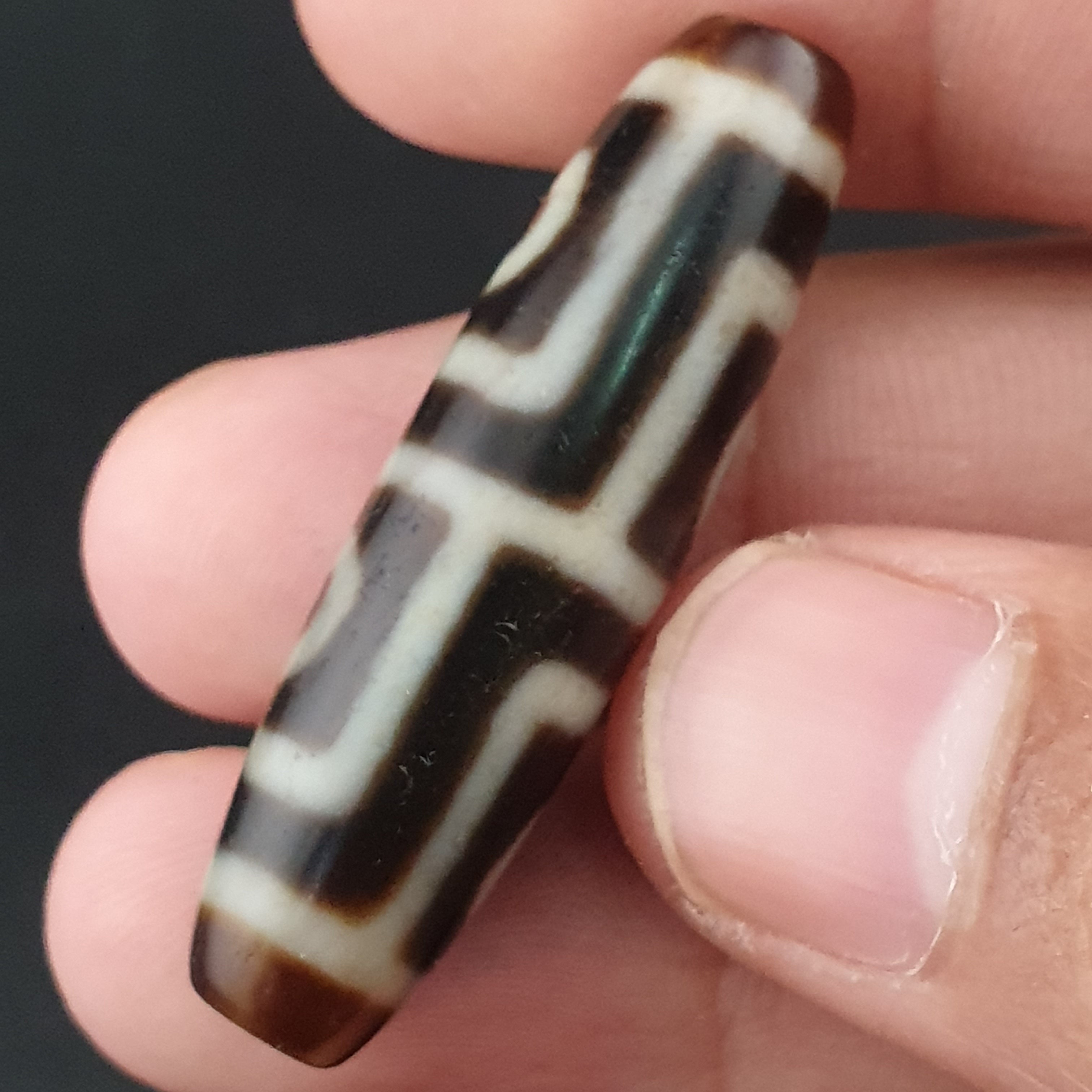 Antique 4 Eyes Himalayan Tibetan Agate Dzi Bead Amulet