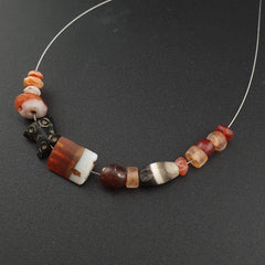 Rare Ancient Carnelian & Suleimani Agate Bead Collection – 14 Pieces