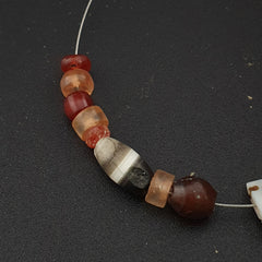 Rare Ancient Carnelian & Suleimani Agate Bead Collection – 14 Pieces