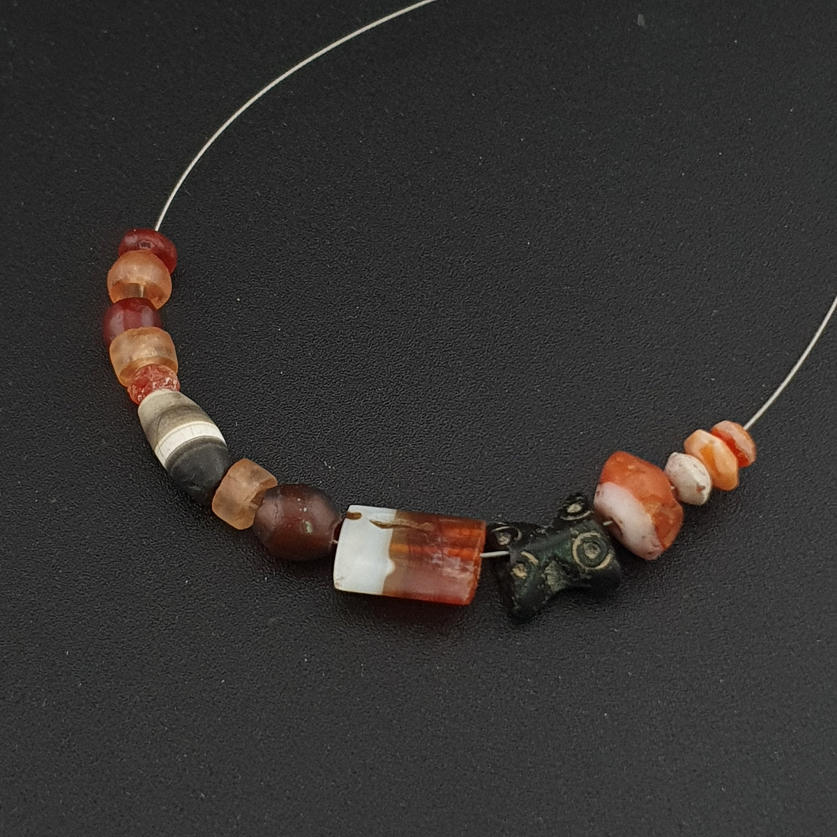 Rare Ancient Carnelian & Suleimani Agate Bead Collection – 14 Pieces