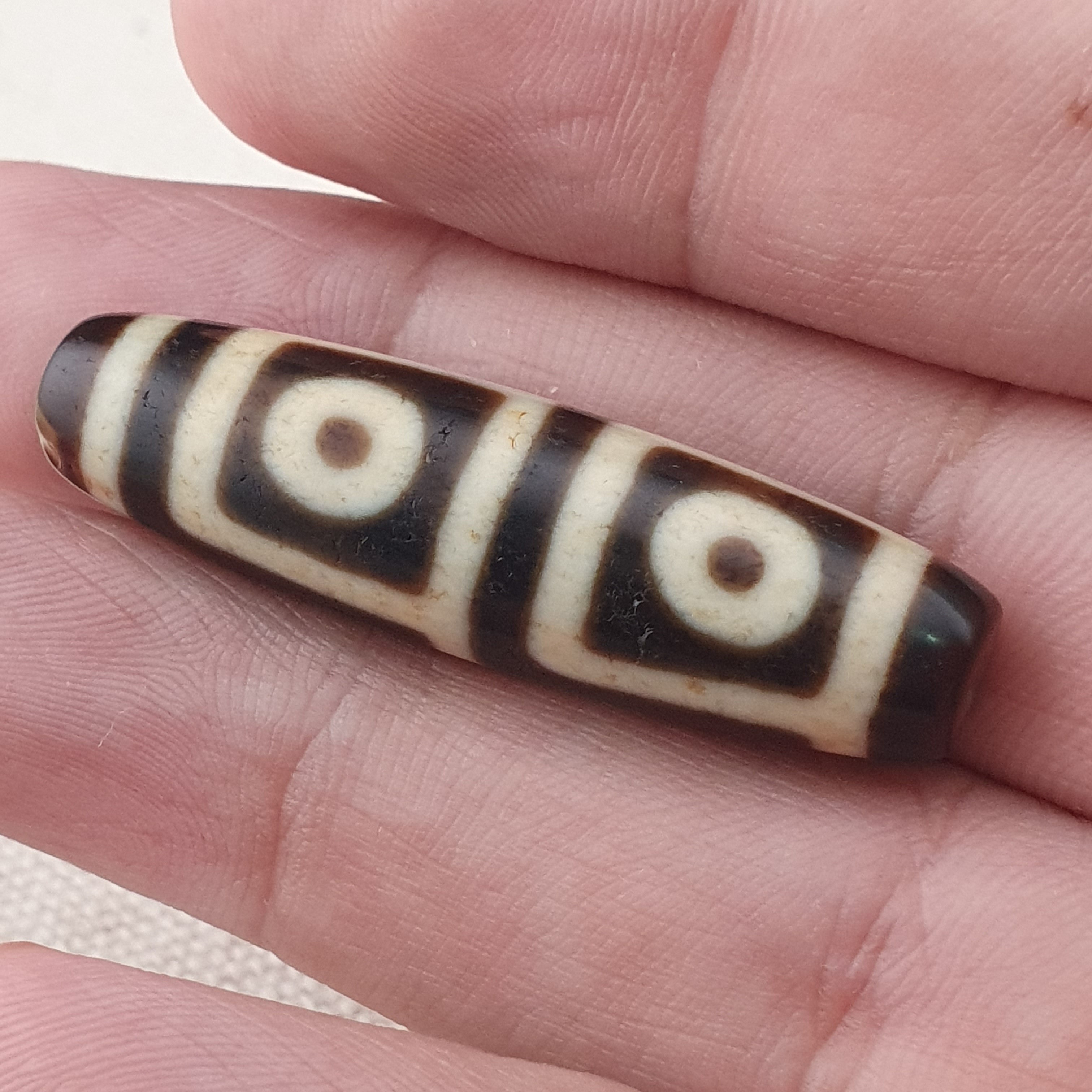 Rare Antique Himalayan Tibetan 4 Eyes Agate Dzi Bead Amulet