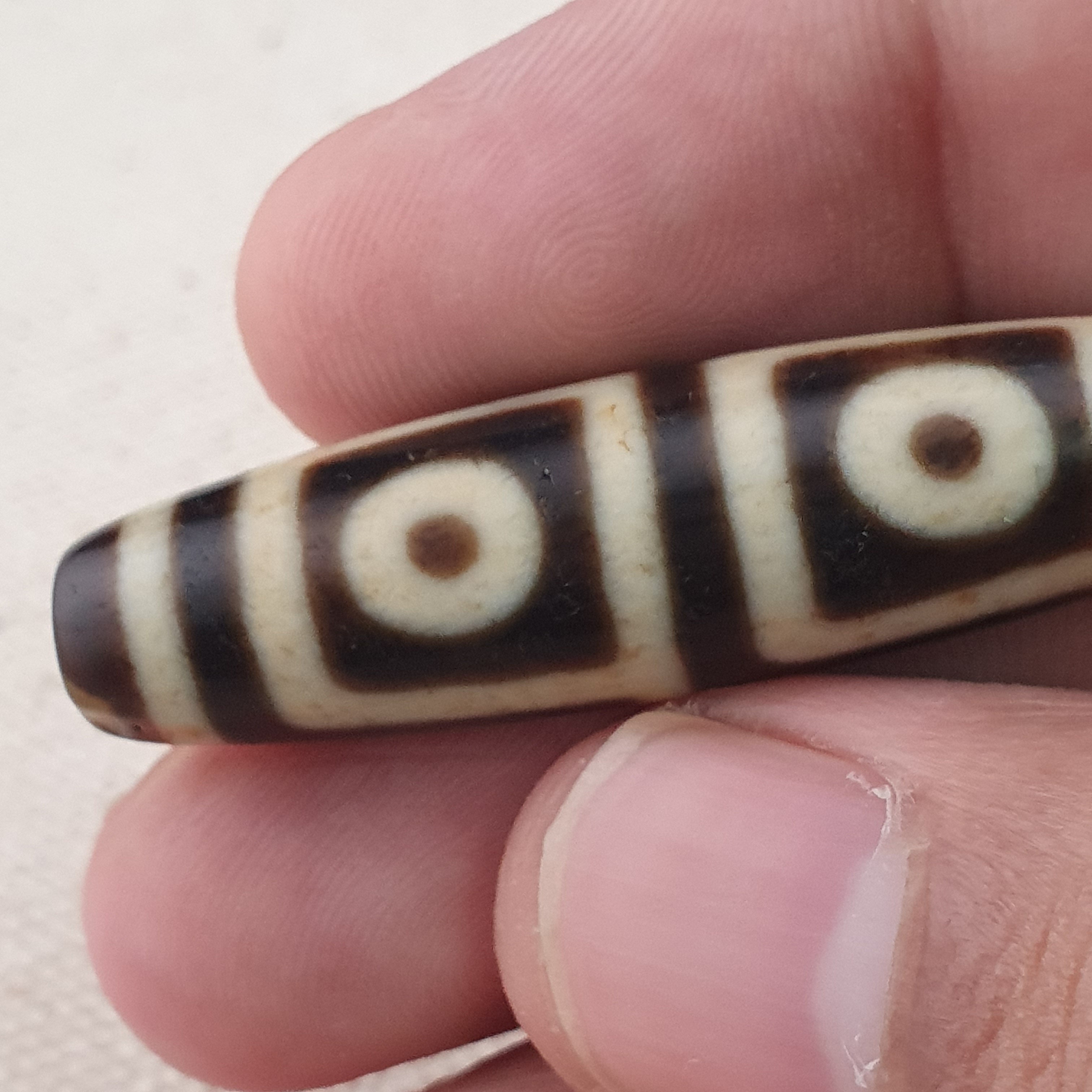 Rare Antique Himalayan Tibetan 4 Eyes Agate Dzi Bead Amulet