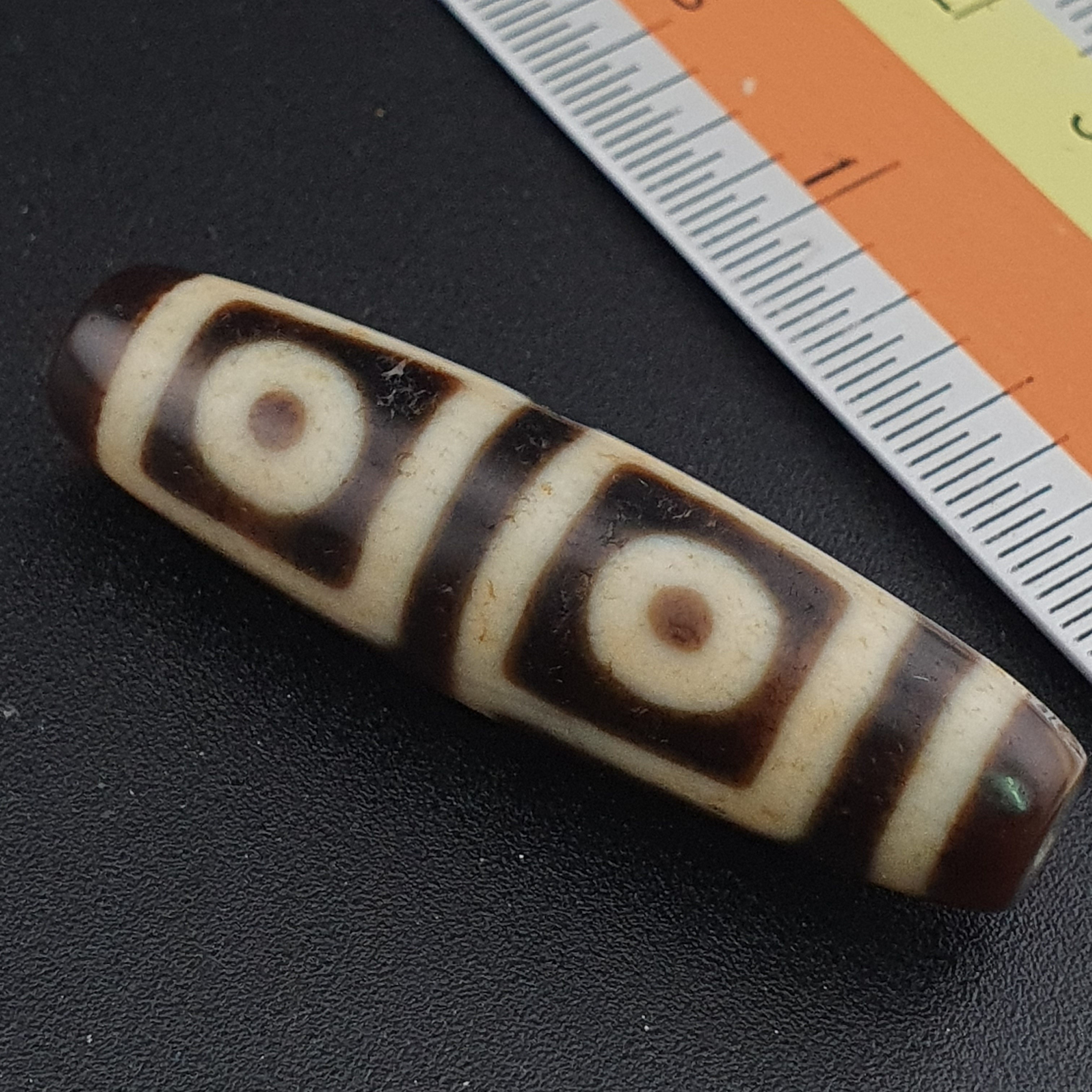 Rare Antique Himalayan Tibetan 4 Eyes Agate Dzi Bead Amulet