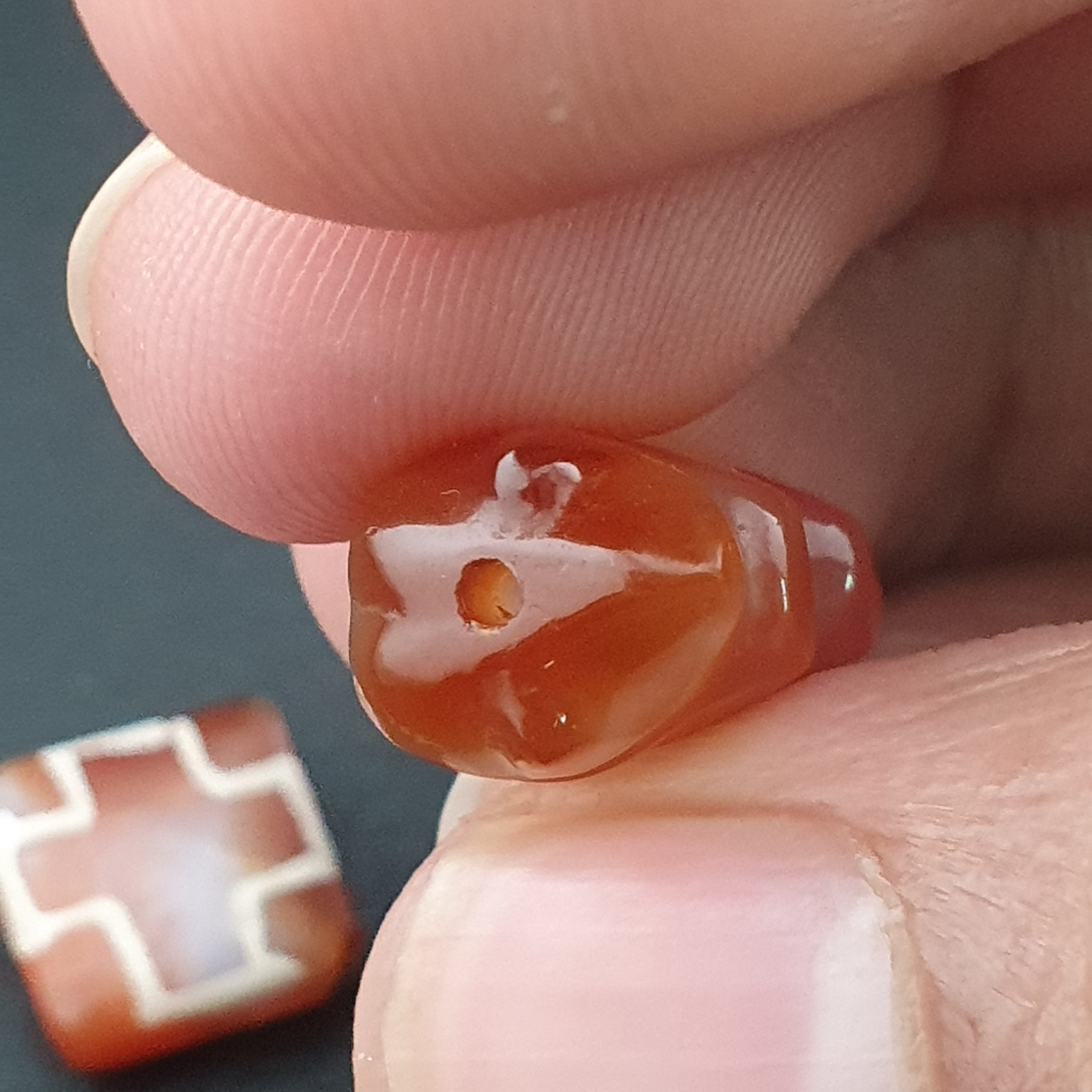 Antique Burmese Pumtek Pyu & Carnelian Beads Lot Of 3