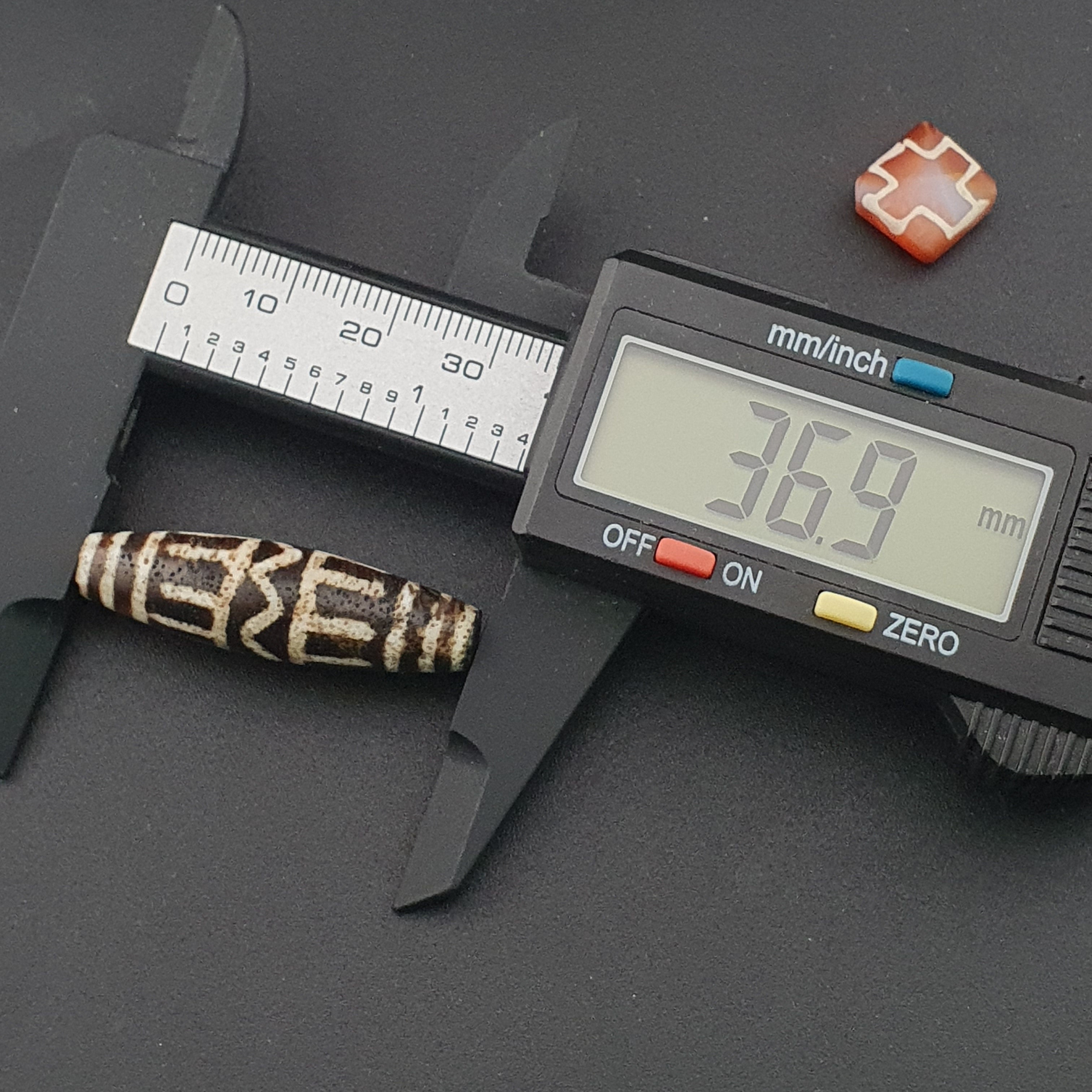 Antique Burmese Pumtek Pyu & Carnelian Beads Lot Of 3