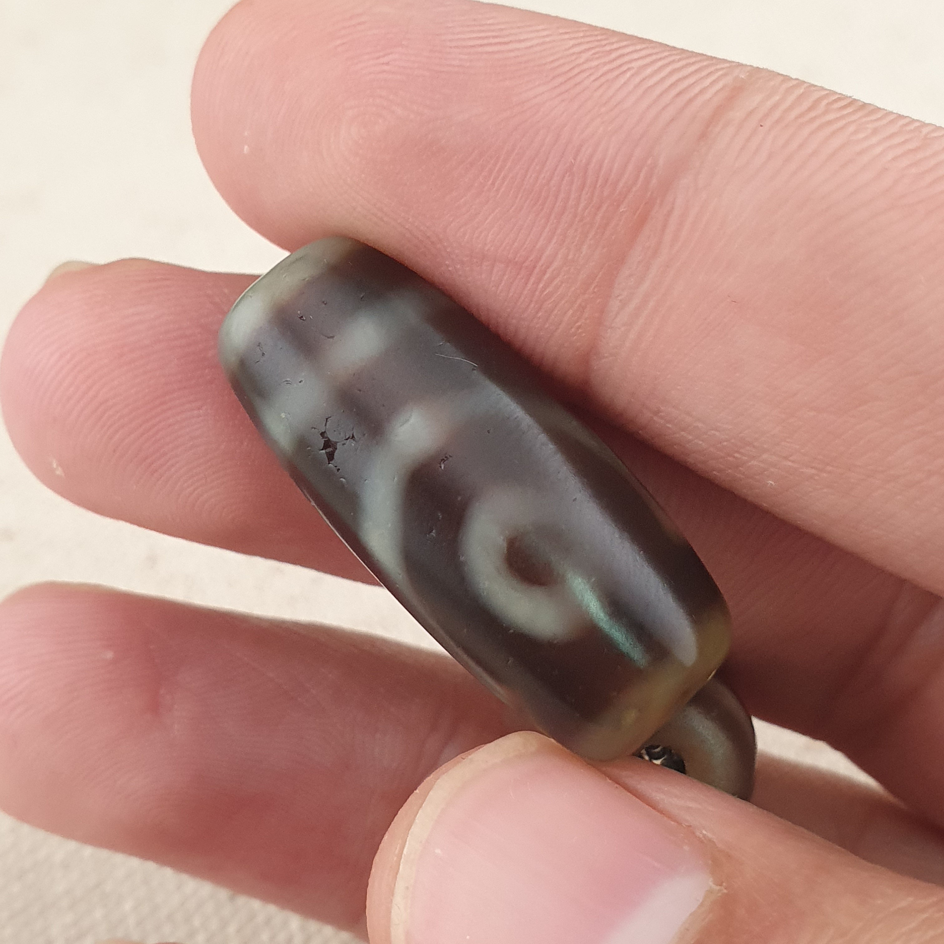 Vintage 2 Eyes Himalayan Tibetan Agate Dzi bead Amulet Lot of 3