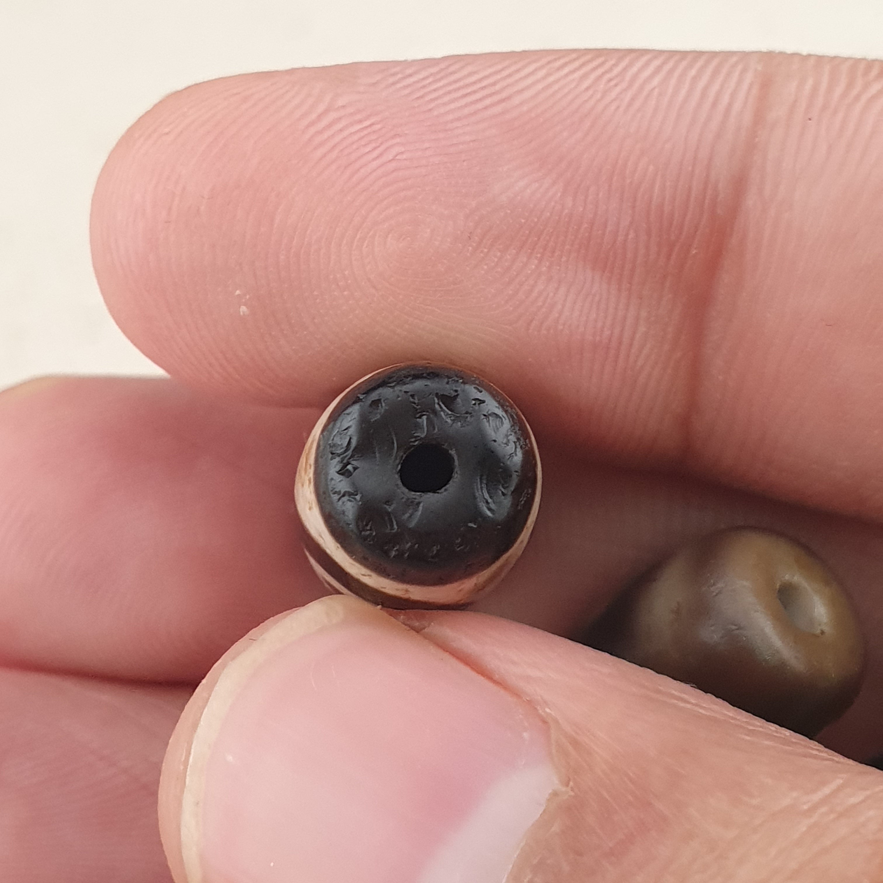 Vintage 2 Eyes Himalayan Tibetan Agate Dzi bead Amulet Lot of 3