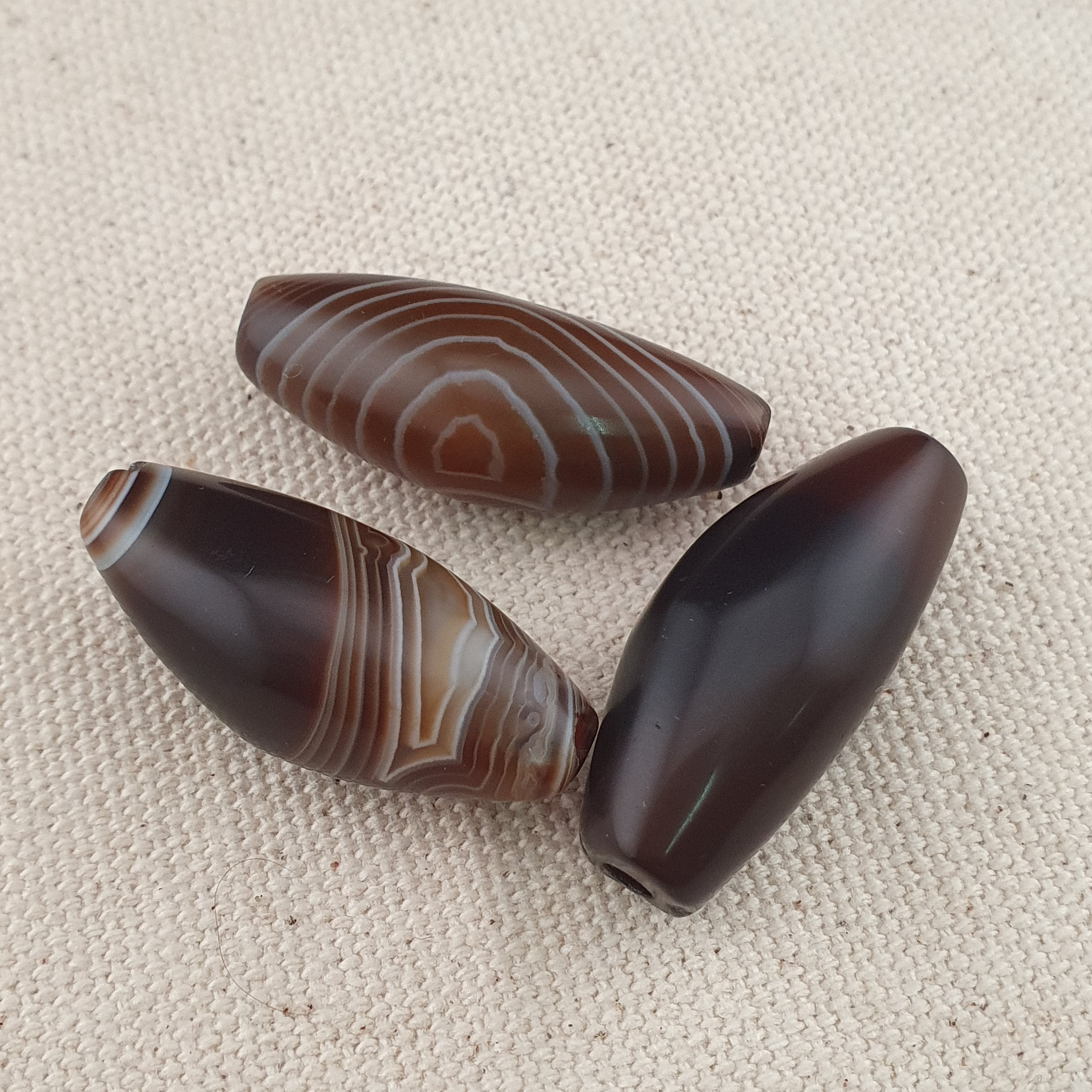 Vintage Natural Eye Suliemani Agate Beads Amulet Lot Of 3