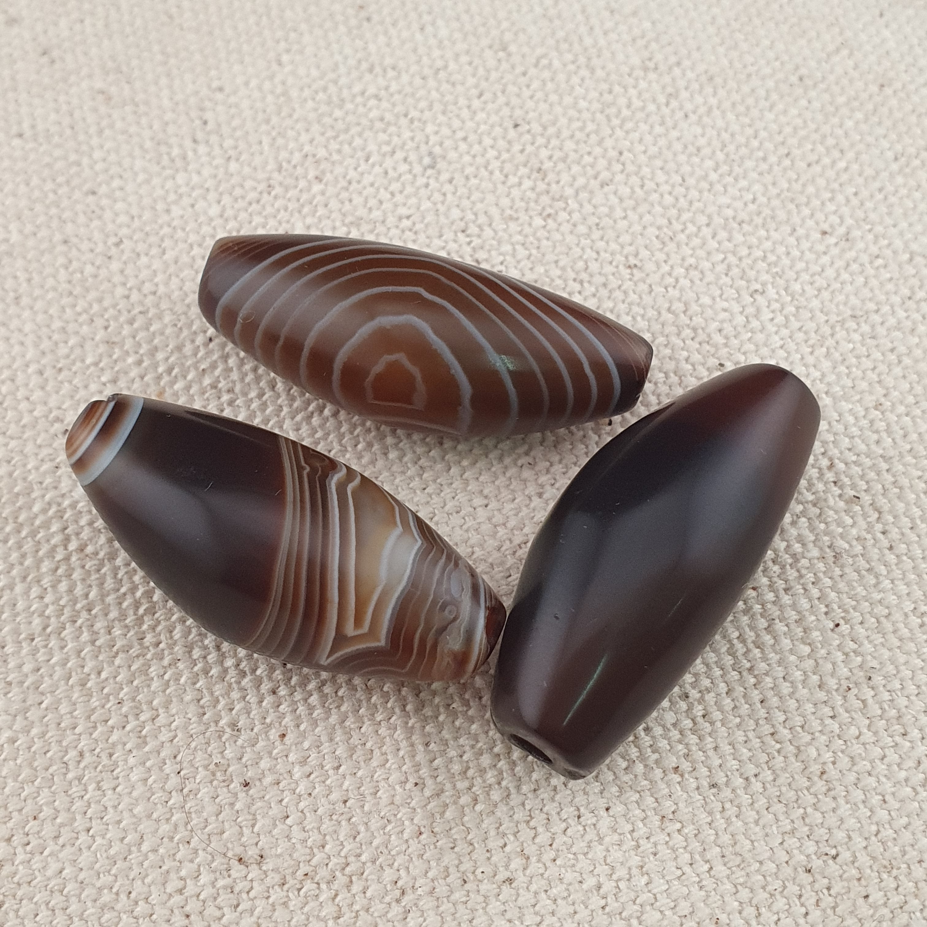 Vintage Natural Eye Suliemani Agate Beads Amulet Lot Of 3