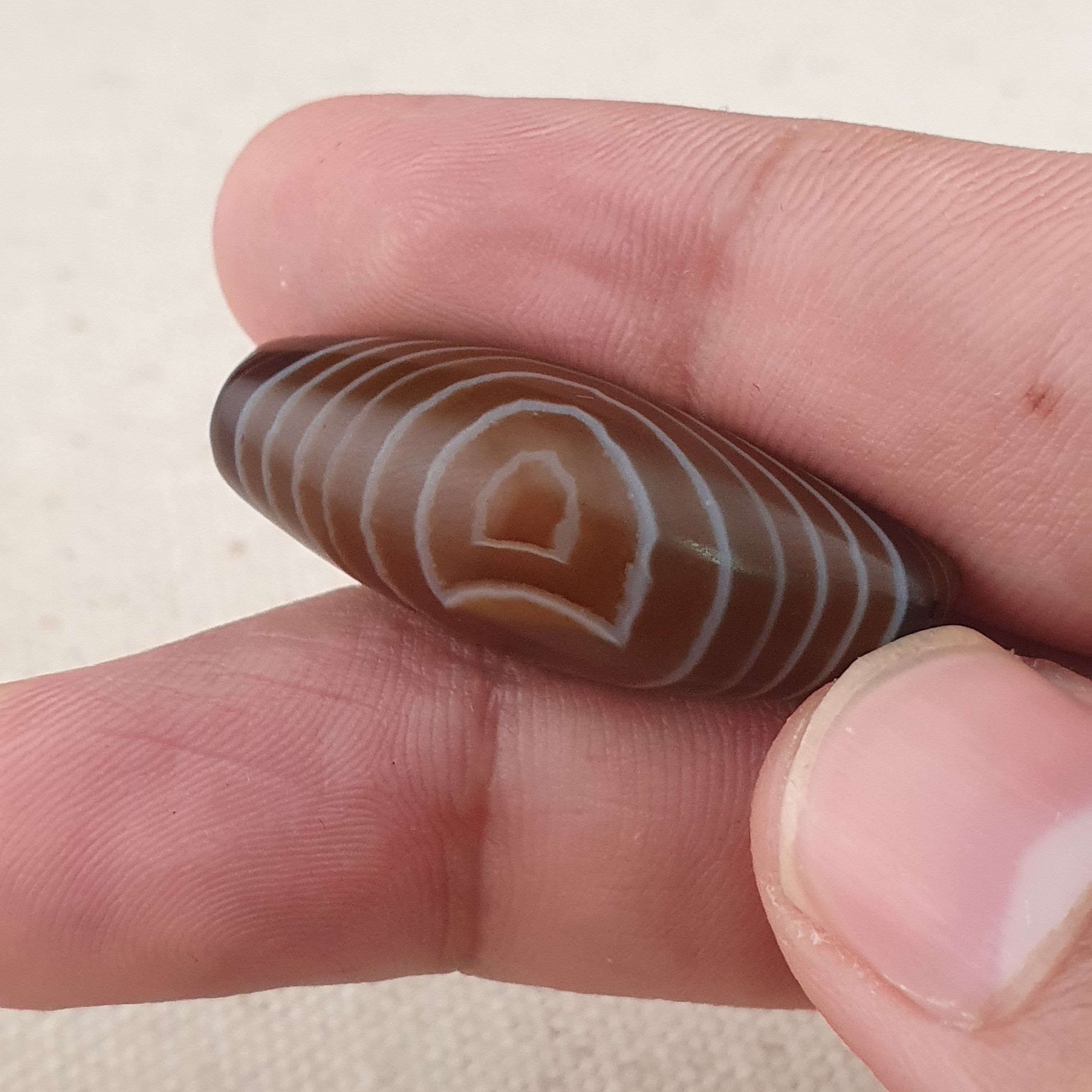 Vintage Natural Eye Suliemani Agate Beads Amulet Lot Of 3