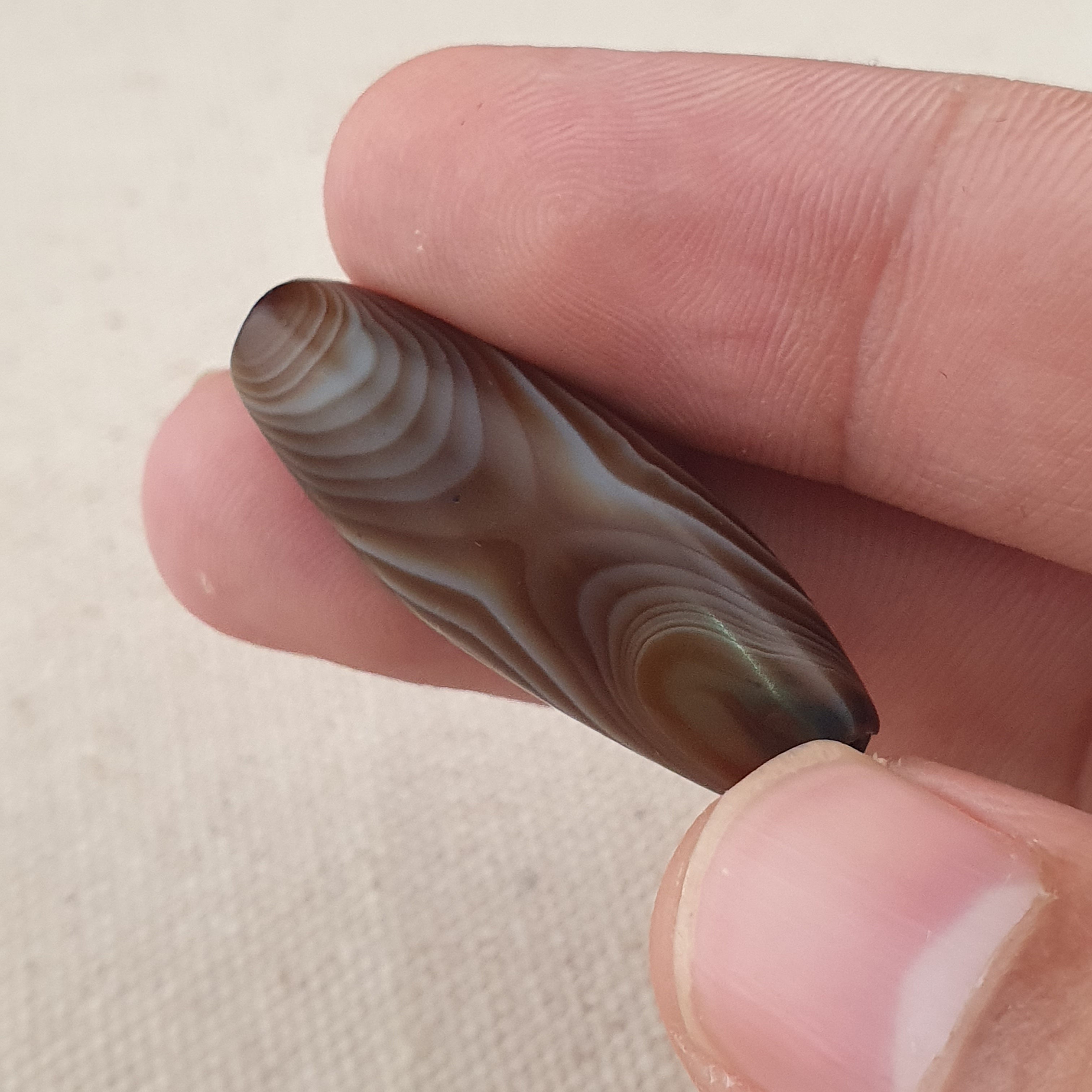 Vintage Natural Eye Suliemani Agate Beads Amulet Lot Of 3