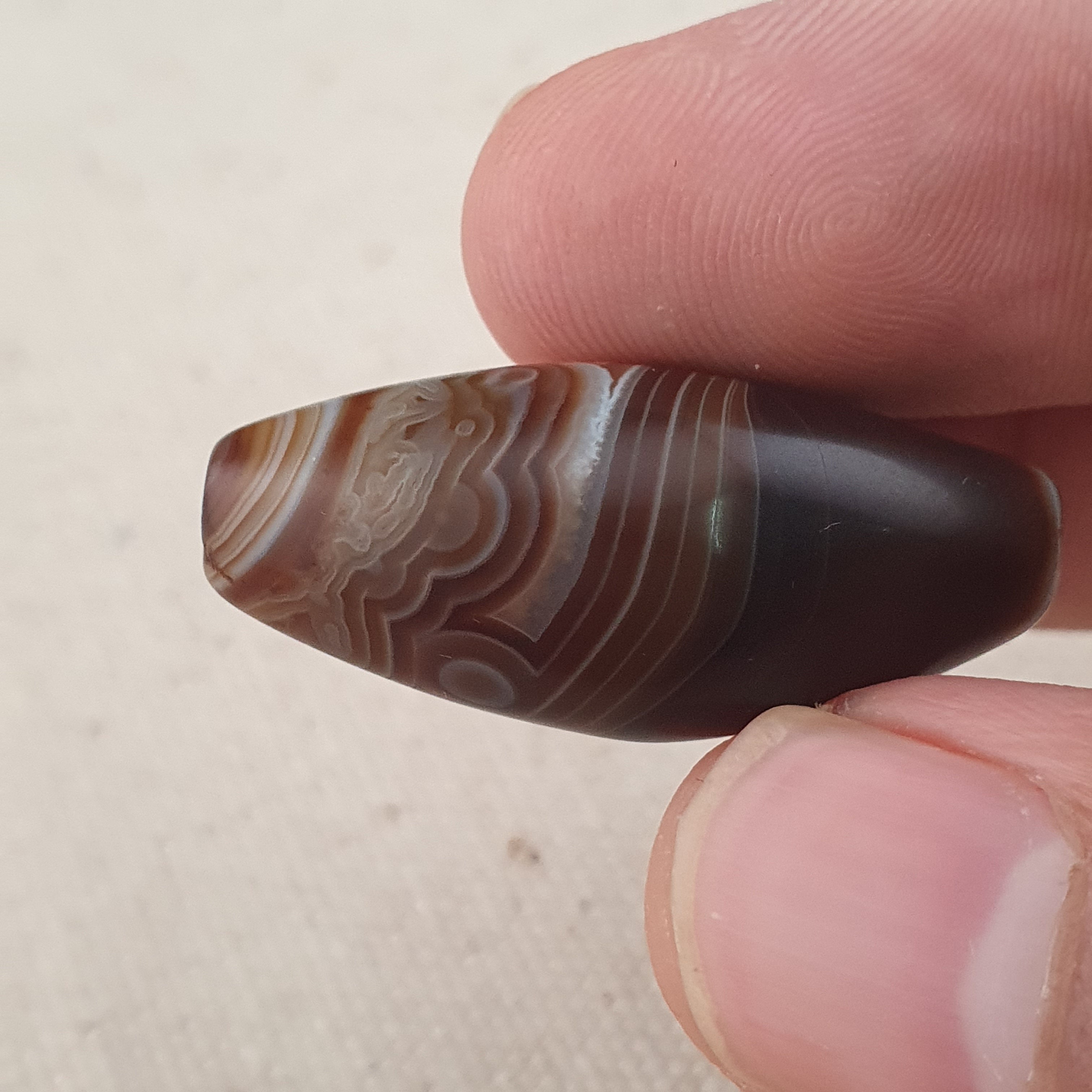 Vintage Natural Eye Suliemani Agate Beads Amulet Lot Of 3