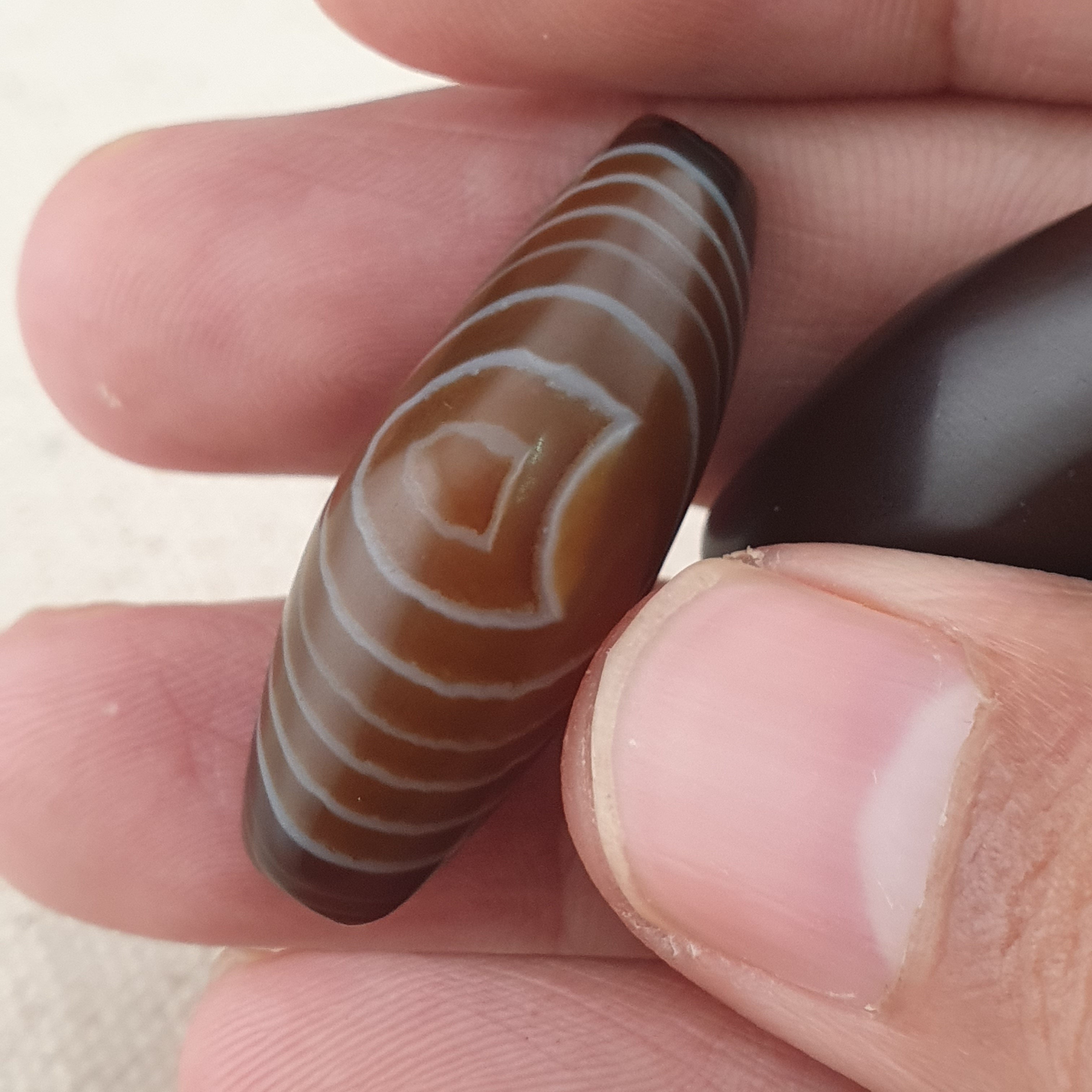 Vintage Natural Eye Suliemani Agate Beads Amulet Lot Of 3