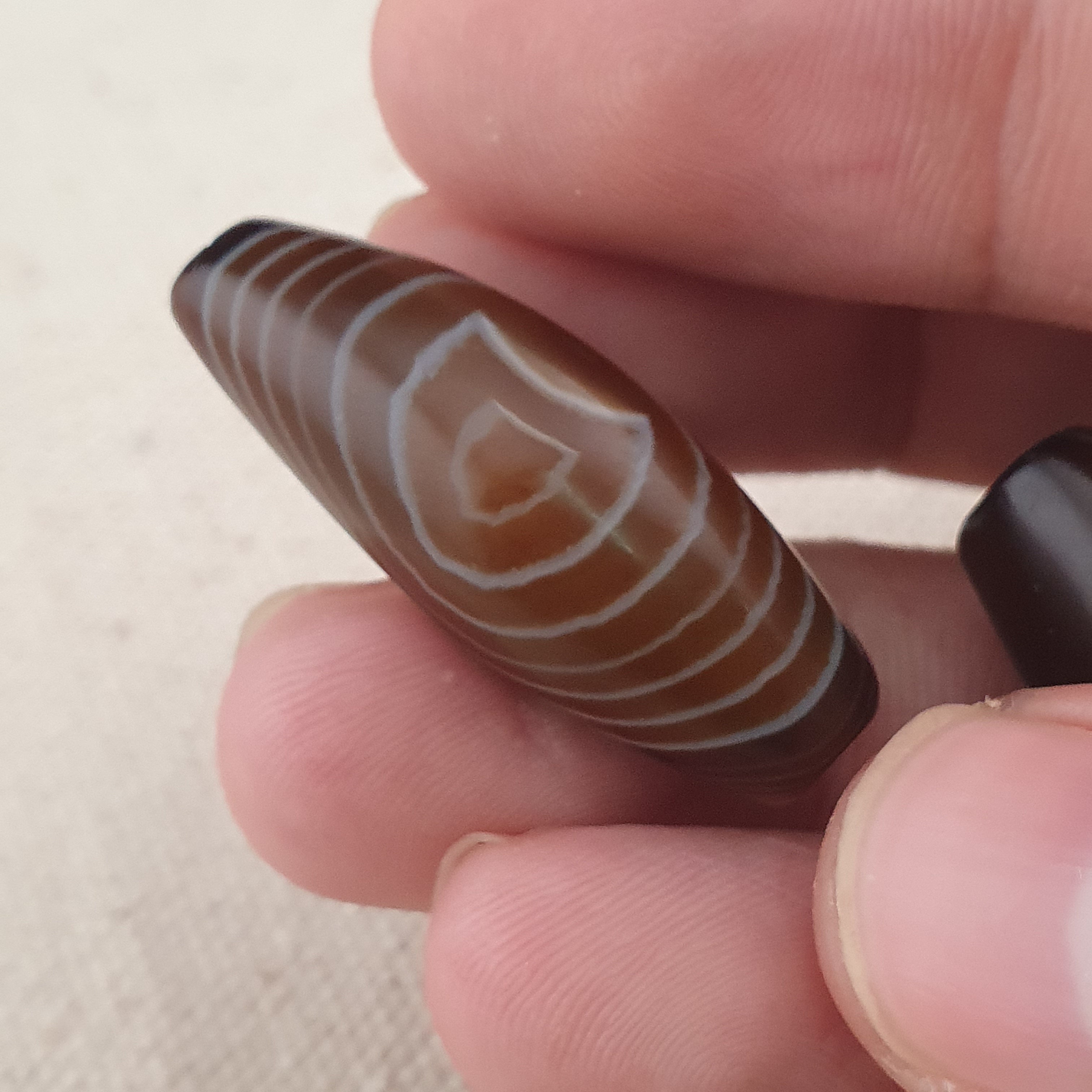 Vintage Natural Eye Suliemani Agate Beads Amulet Lot Of 3