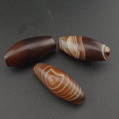 Vintage Natural Eye Suliemani Agate Beads Amulet Lot Of 3