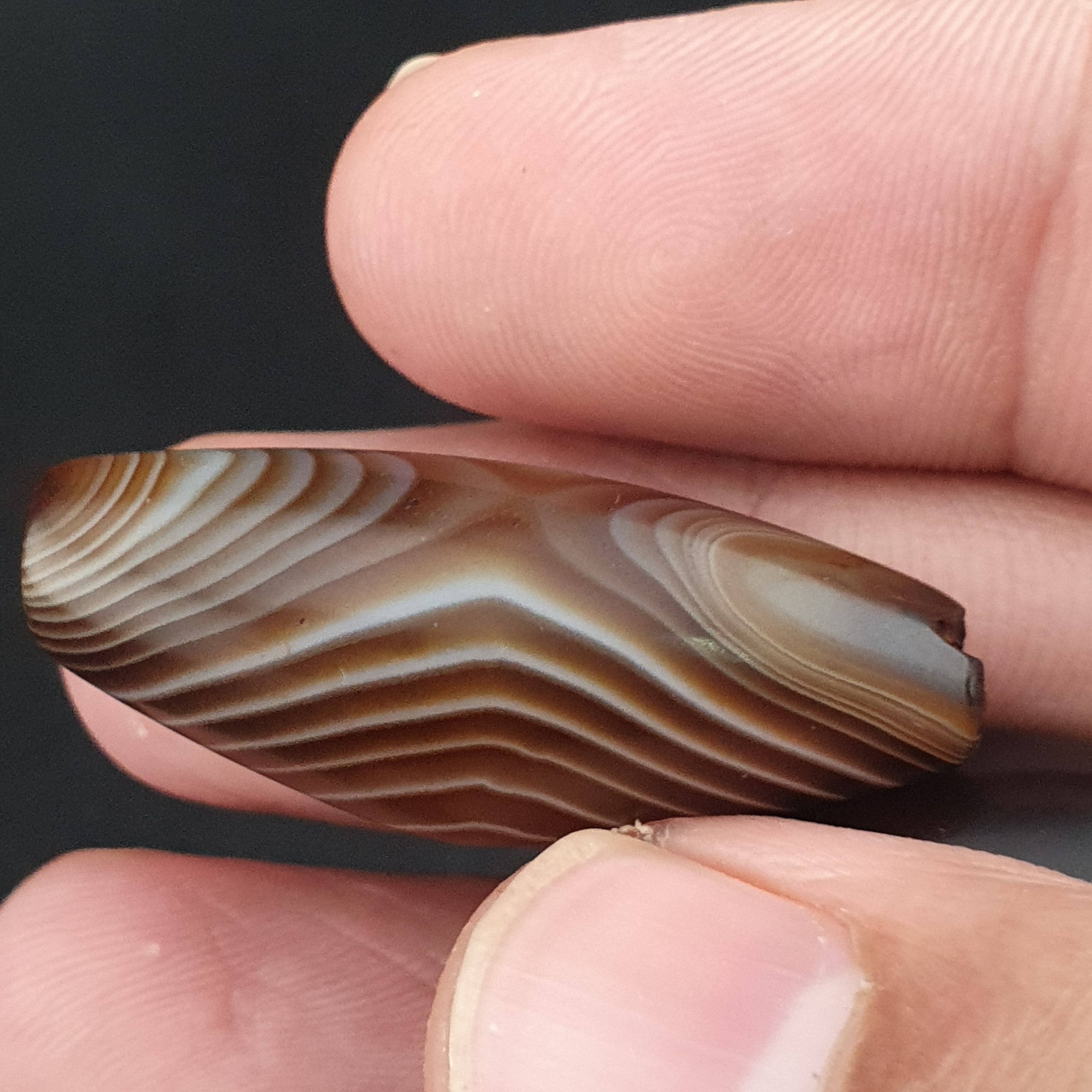 Vintage Natural Eye Suliemani Agate Beads Amulet Lot Of 3