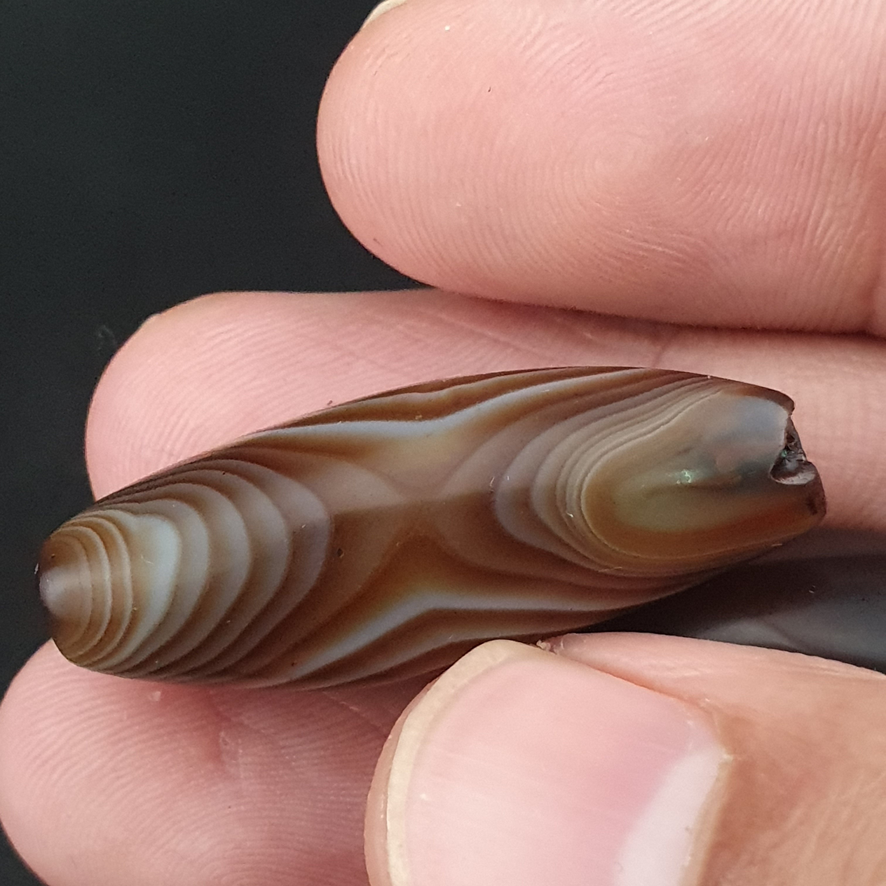 Vintage Natural Eye Suliemani Agate Beads Amulet Lot Of 3