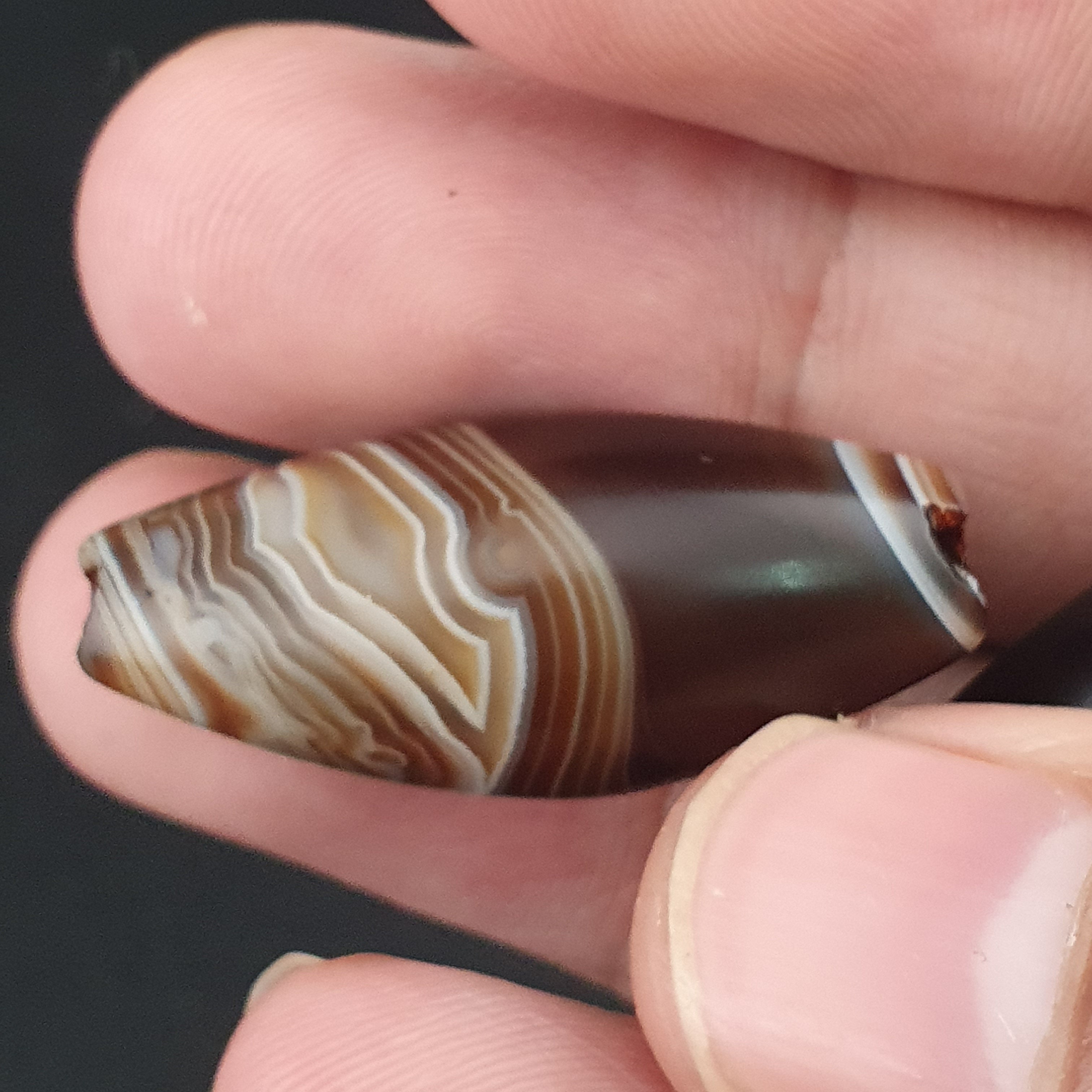 Vintage Natural Eye Suliemani Agate Beads Amulet Lot Of 3