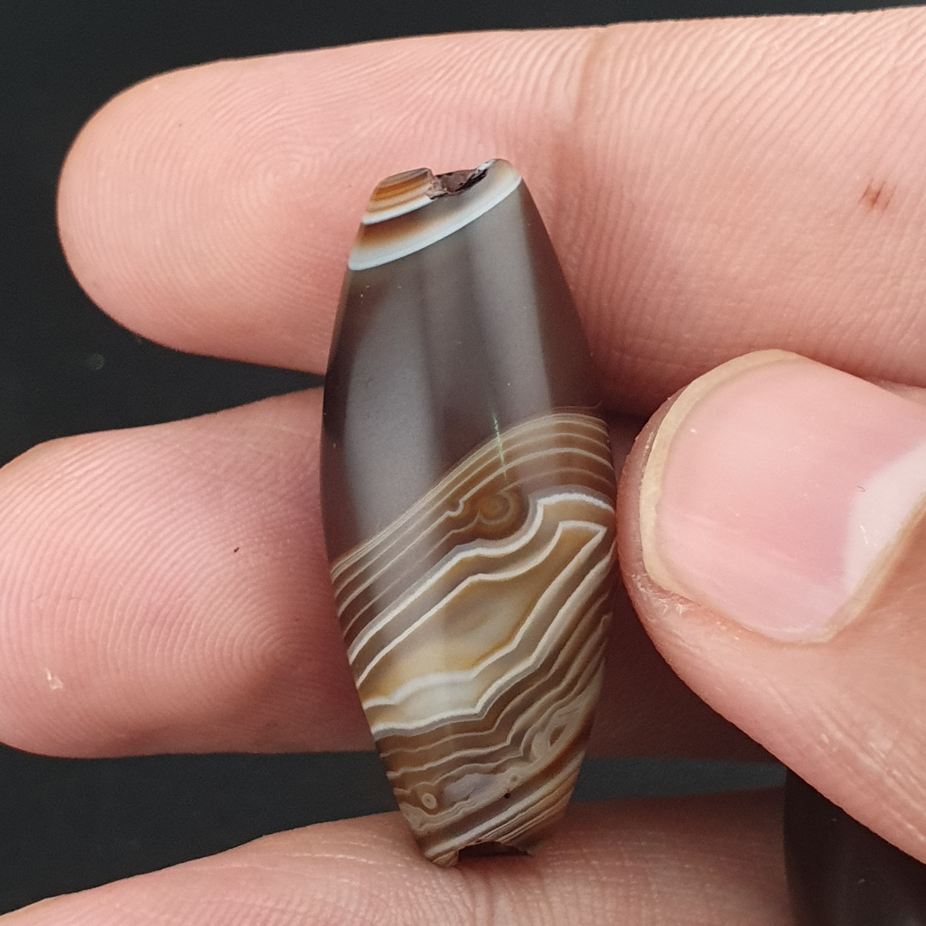 Vintage Natural Eye Suliemani Agate Beads Amulet Lot Of 3