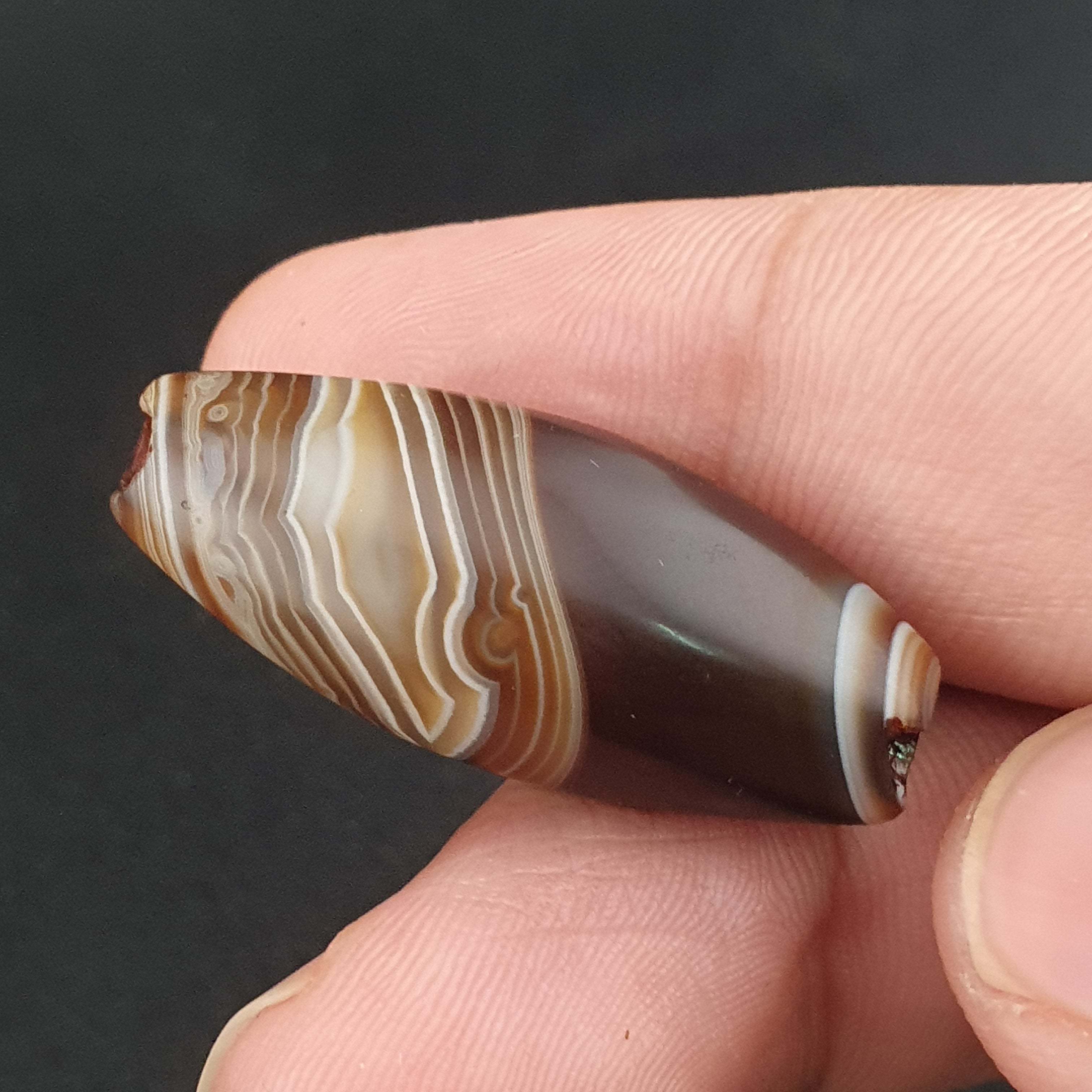 Vintage Natural Eye Suliemani Agate Beads Amulet Lot Of 3