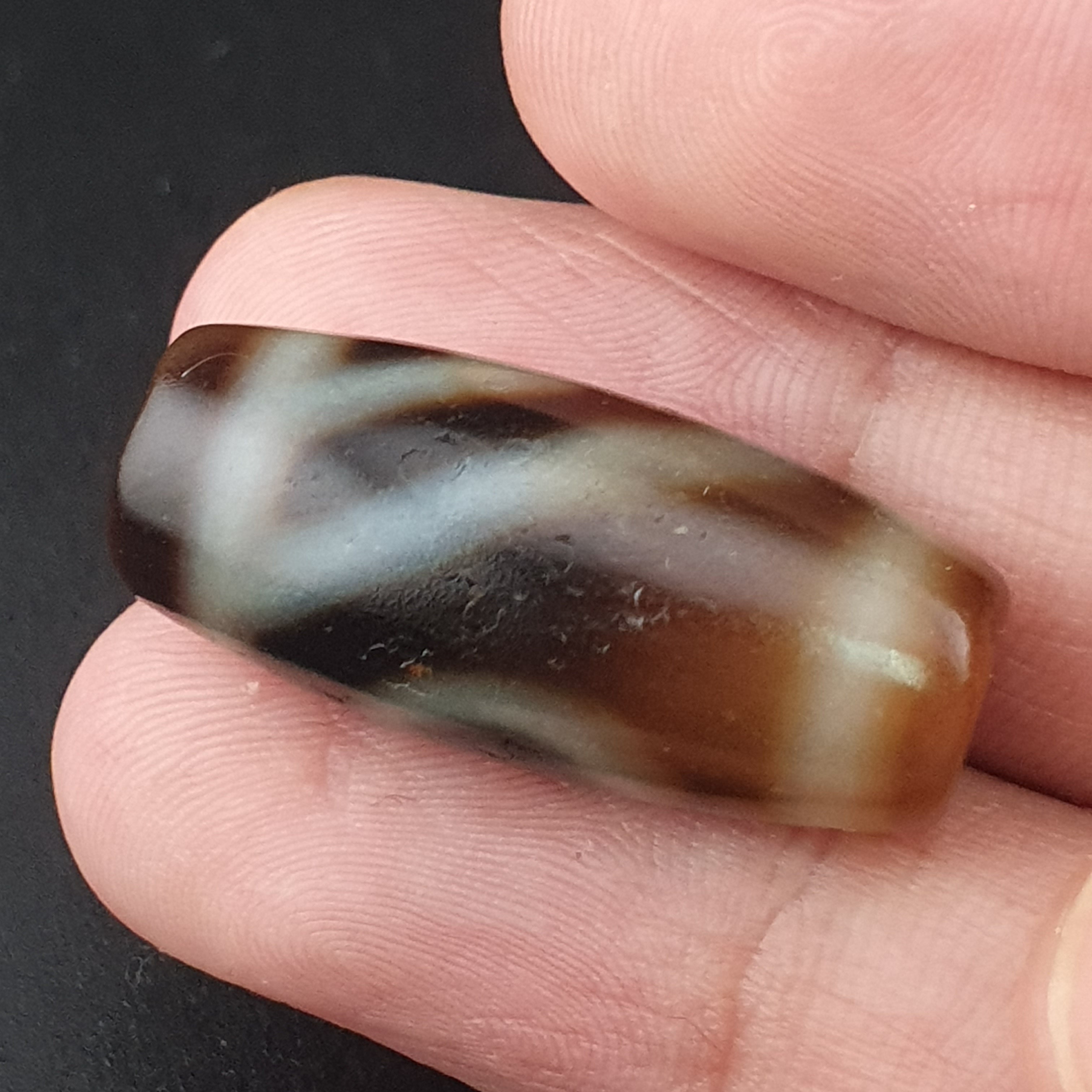 Vintage Himalayan Tibetan 1 Eye Agate Unique Pattern Dzi Bead Amulet