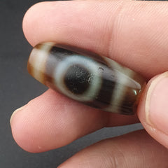 Vintage Himalayan Tibetan 1 Eye Agate Unique Pattern Dzi Bead Amulet