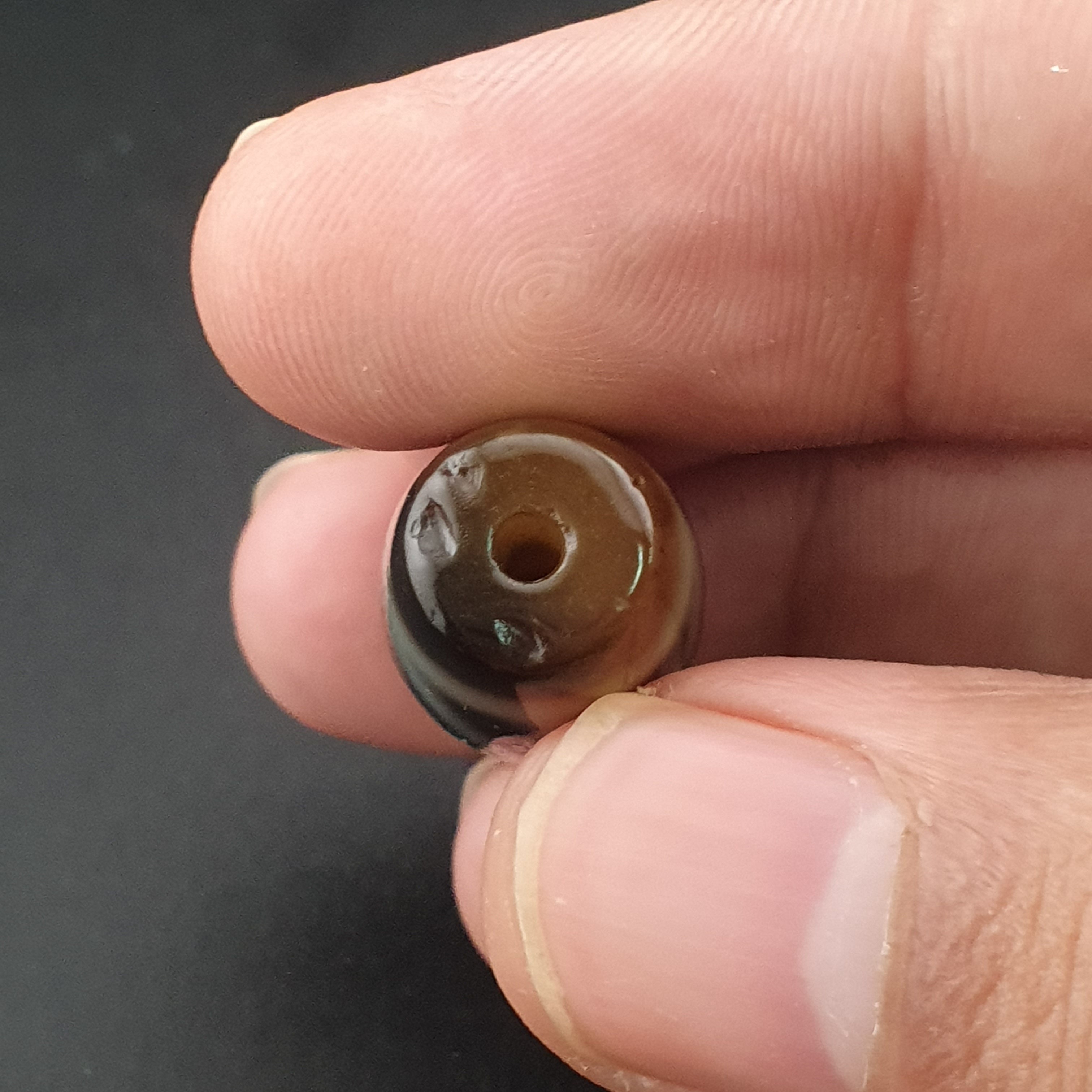 Vintage Himalayan Tibetan 1 Eye Agate Unique Pattern Dzi Bead Amulet