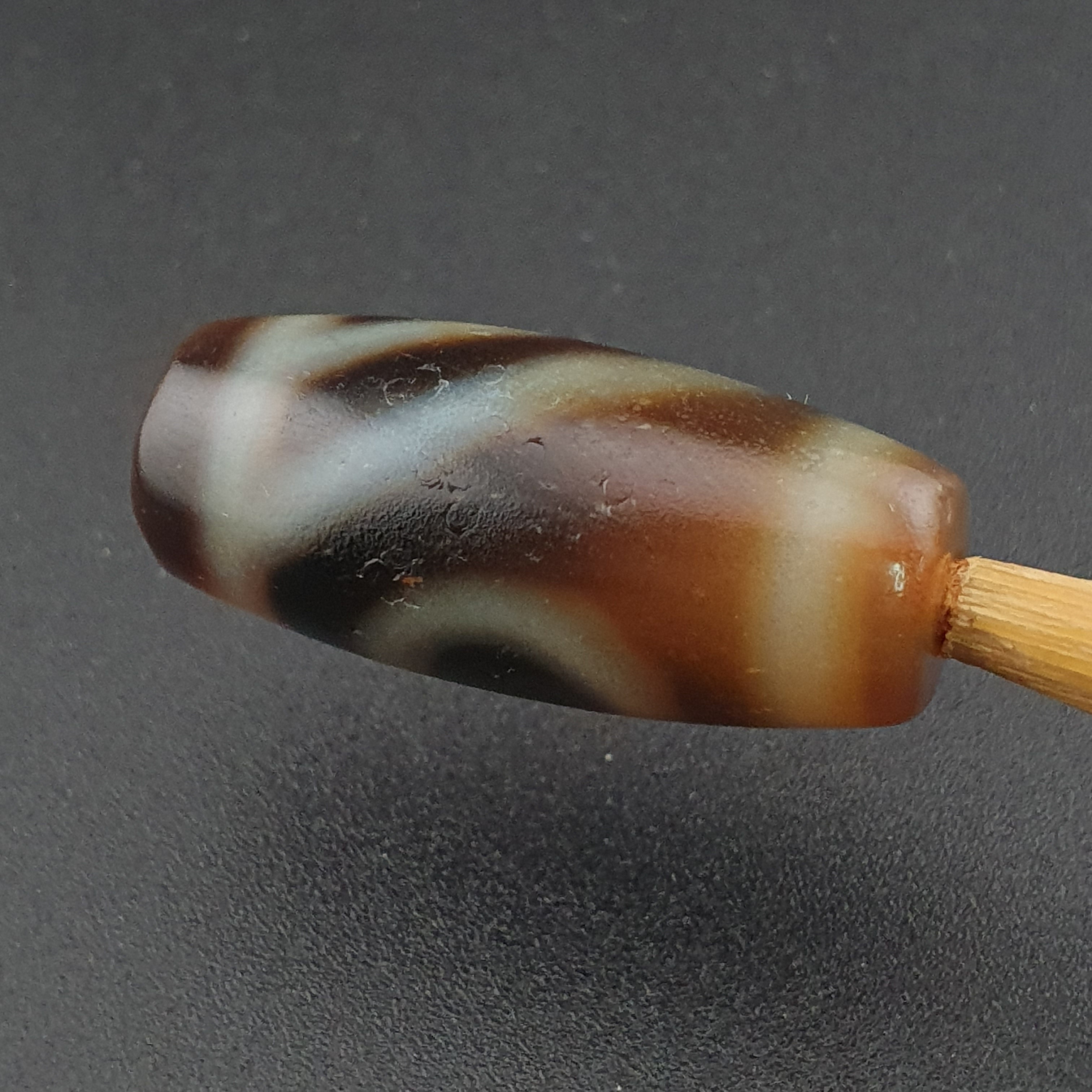 Vintage Himalayan Tibetan 1 Eye Agate Unique Pattern Dzi Bead Amulet