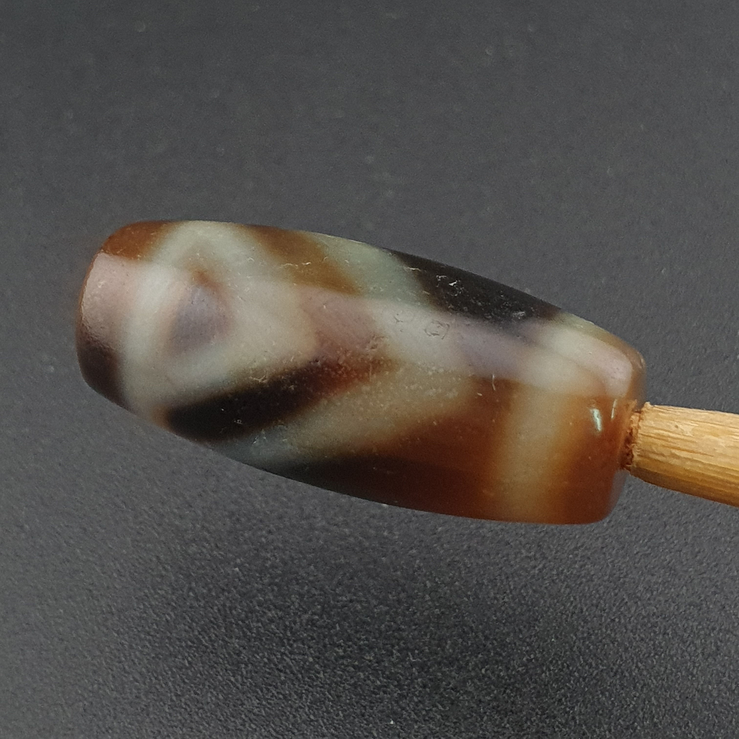 Vintage Himalayan Tibetan 1 Eye Agate Unique Pattern Dzi Bead Amulet