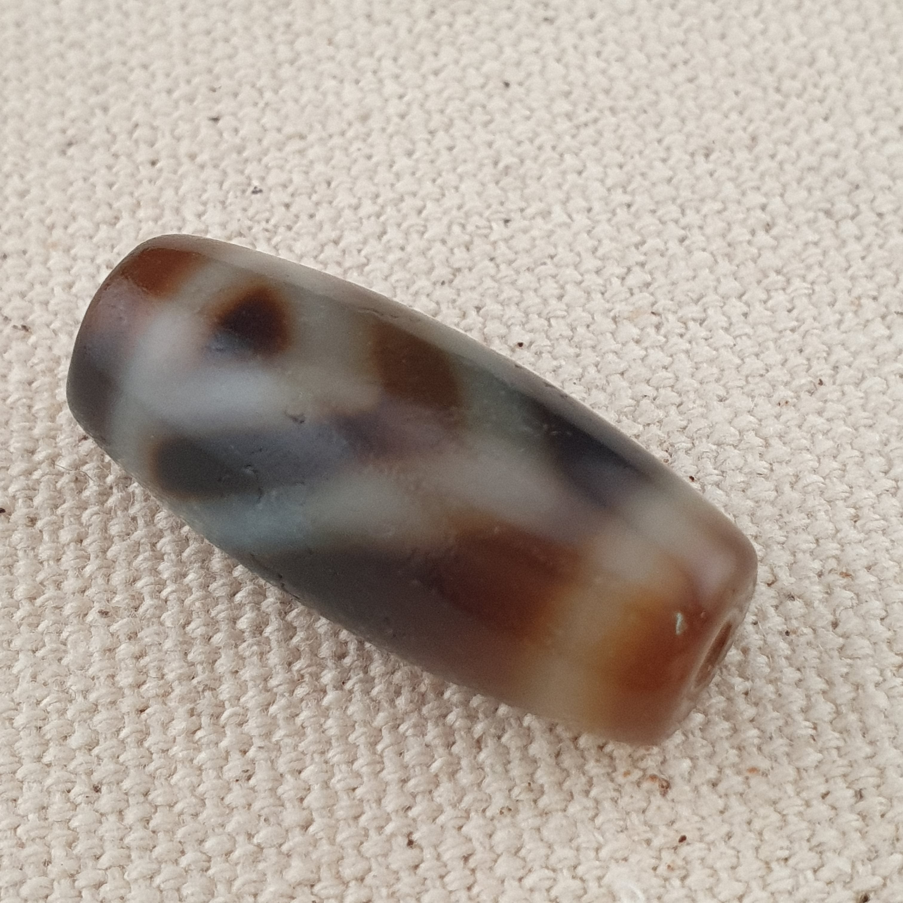 Vintage Himalayan Tibetan 1 Eye Agate Unique Pattern Dzi Bead Amulet