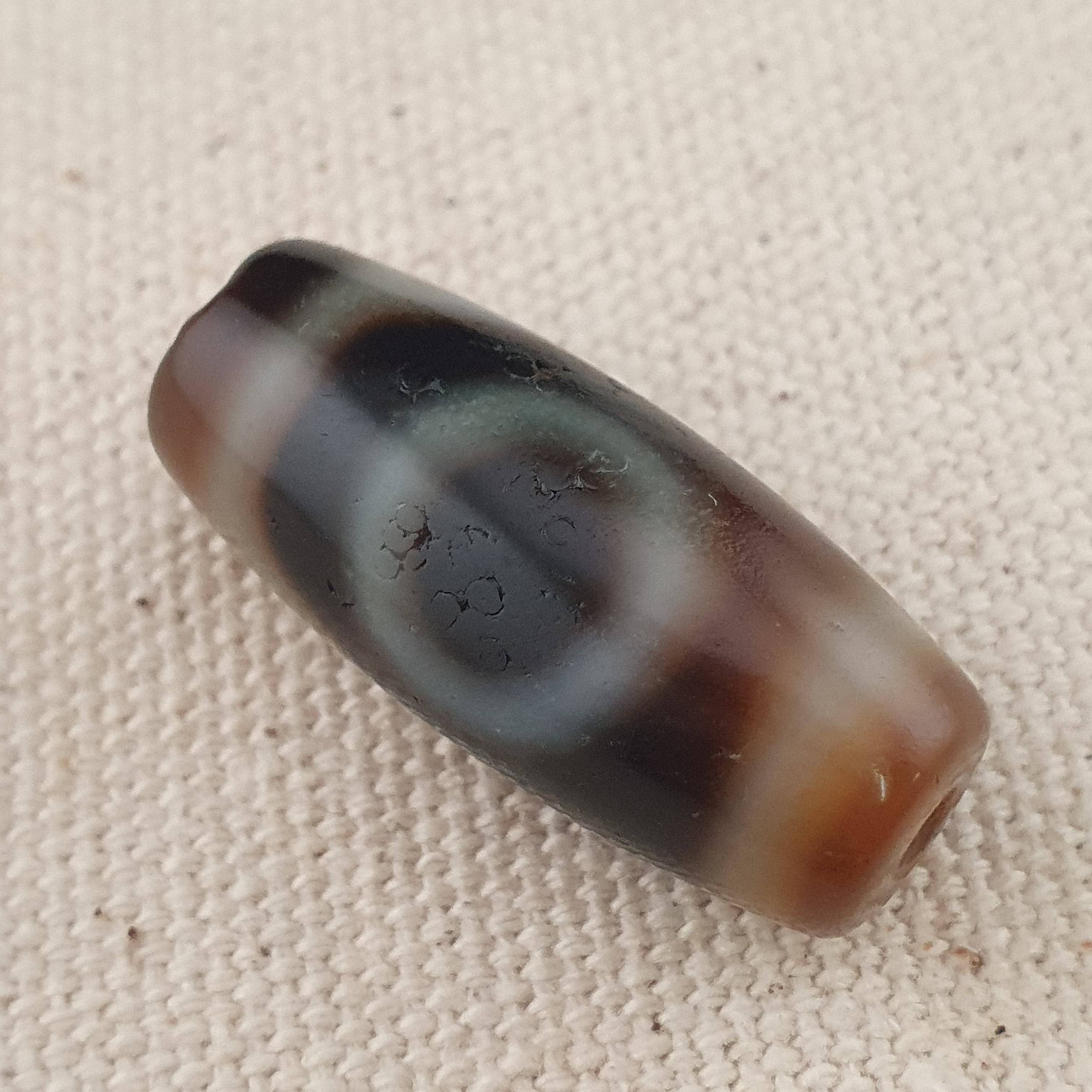 Vintage Himalayan Tibetan 1 Eye Agate Unique Pattern Dzi Bead Amulet