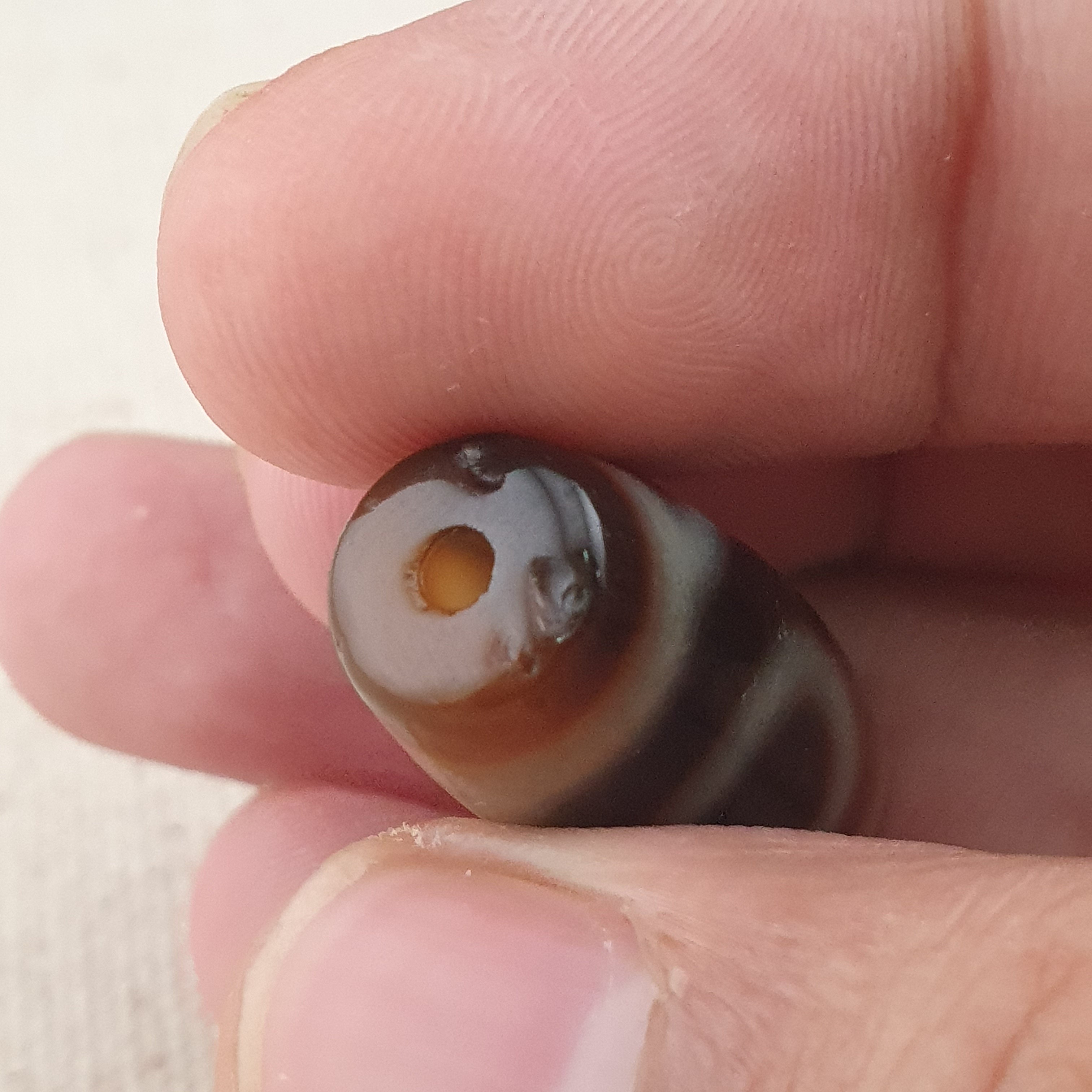 Vintage Himalayan Tibetan 1 Eye Agate Unique Pattern Dzi Bead Amulet