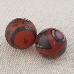 Vintage Etched Carnelian Agate Unique Pattern Beads Amulets