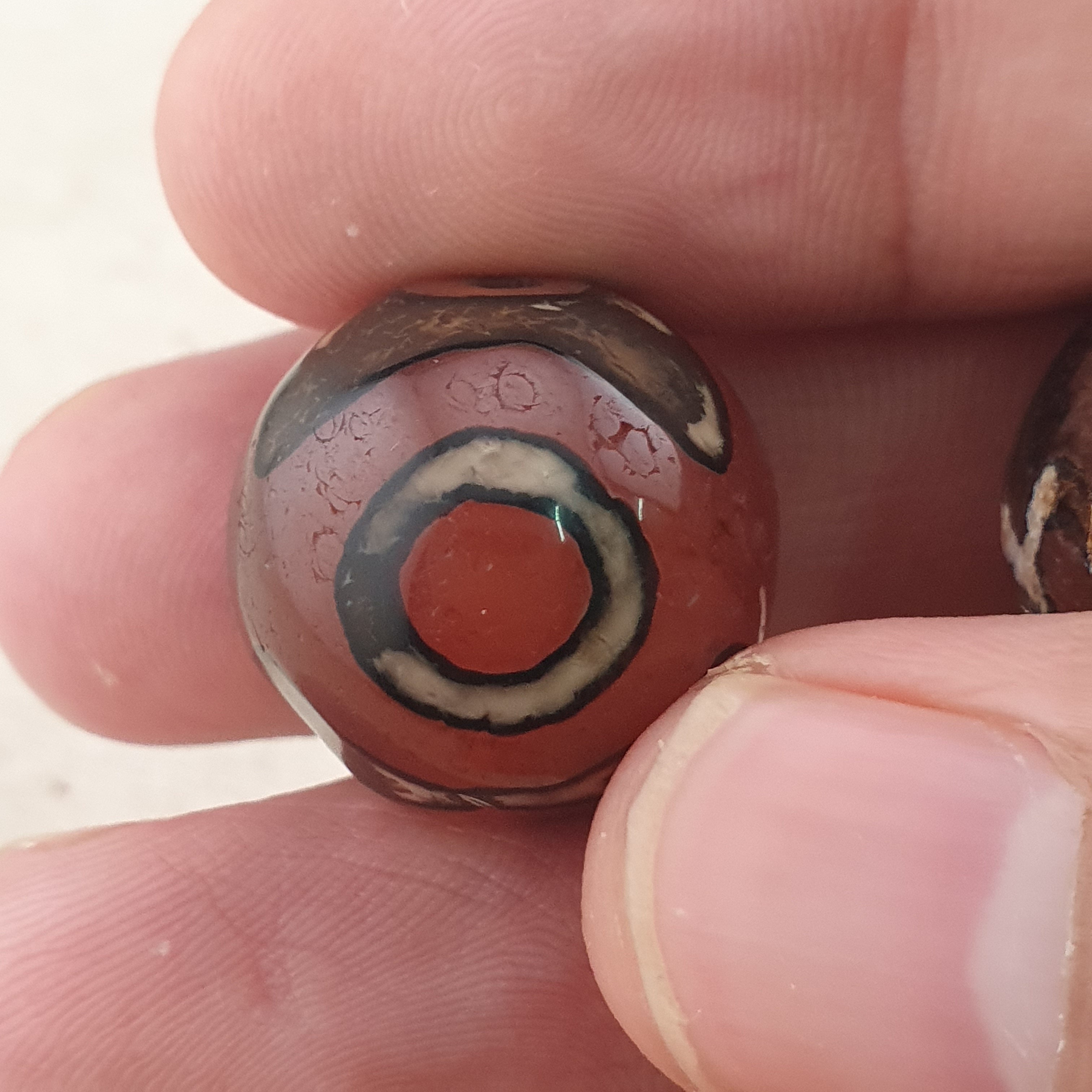 Vintage Etched Carnelian Agate Unique Pattern Beads Amulets