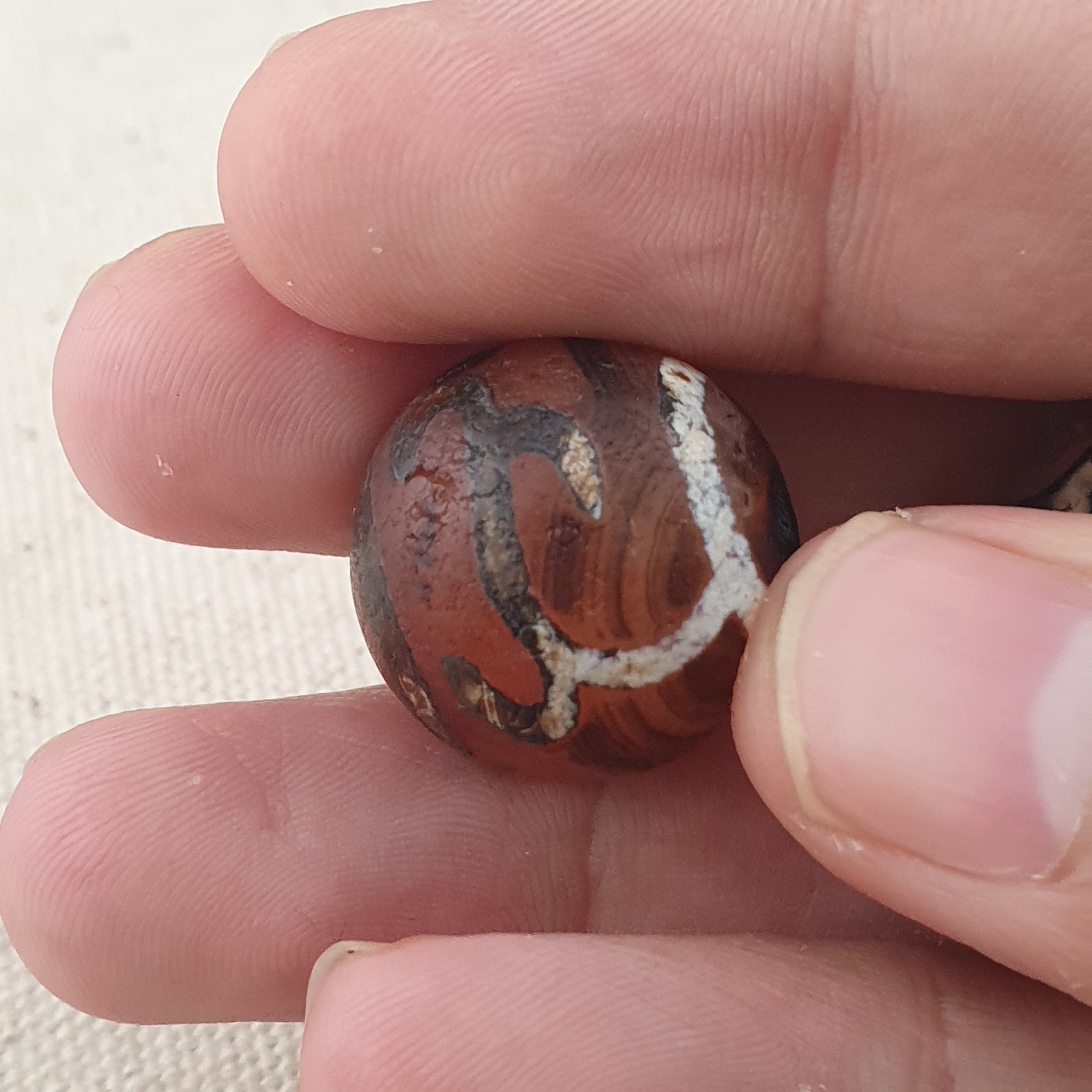 Vintage Etched Carnelian Agate Unique Pattern Beads Amulets