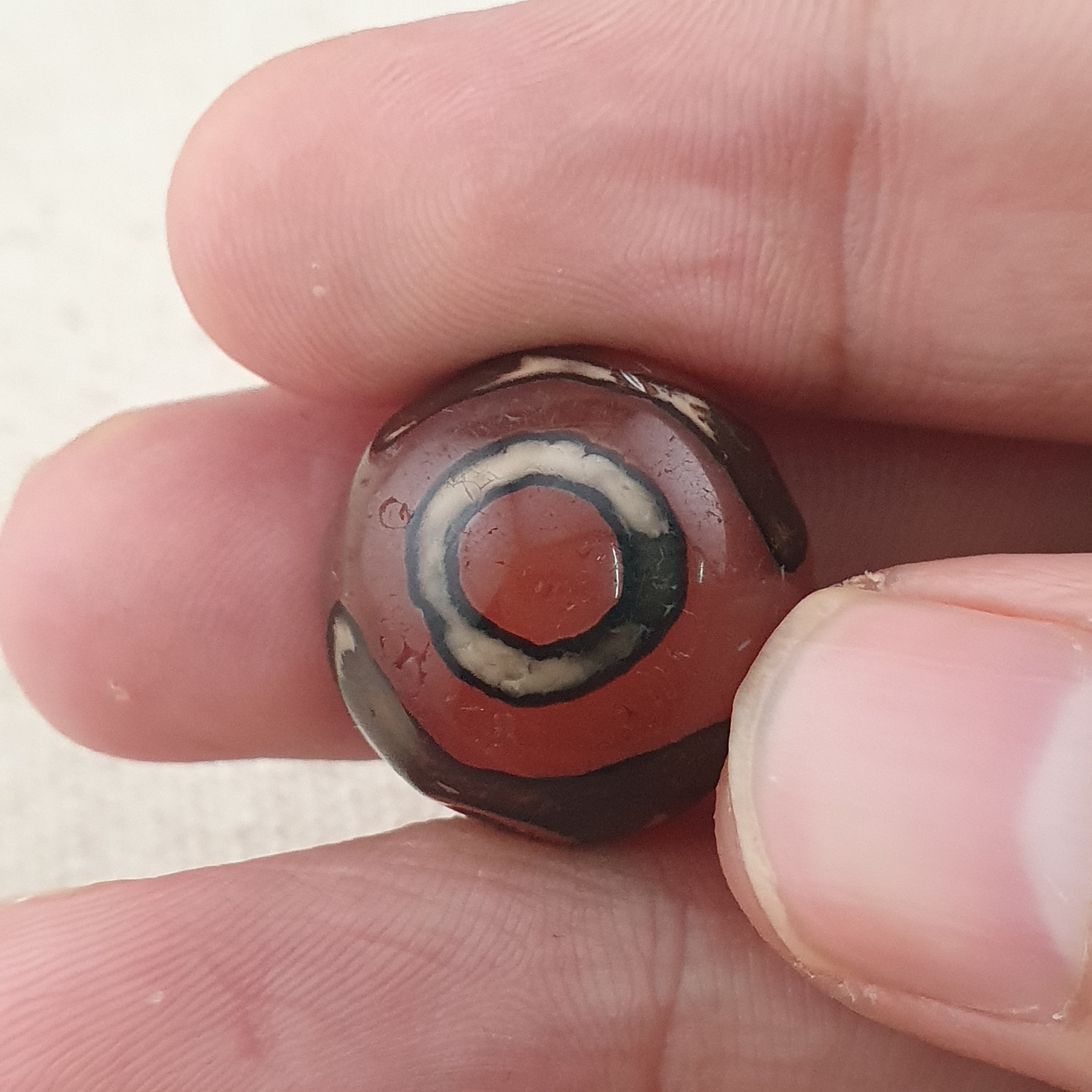 Vintage Etched Carnelian Agate Unique Pattern Beads Amulets