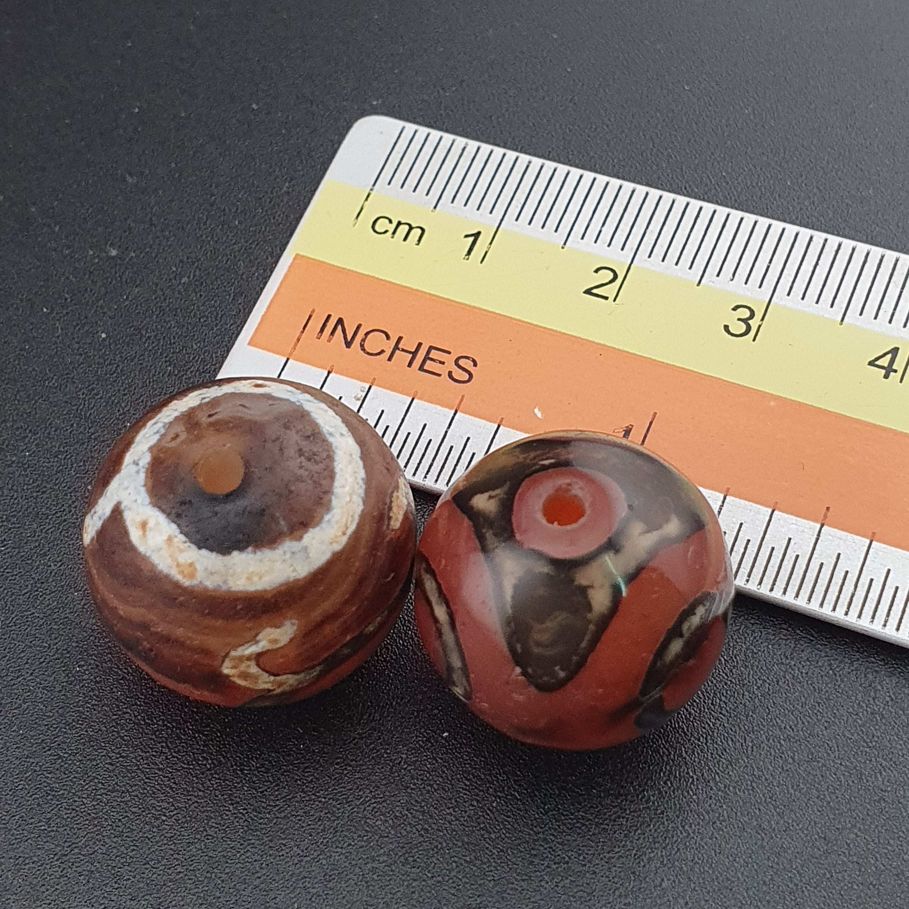 Vintage Etched Carnelian Agate Unique Pattern Beads Amulets