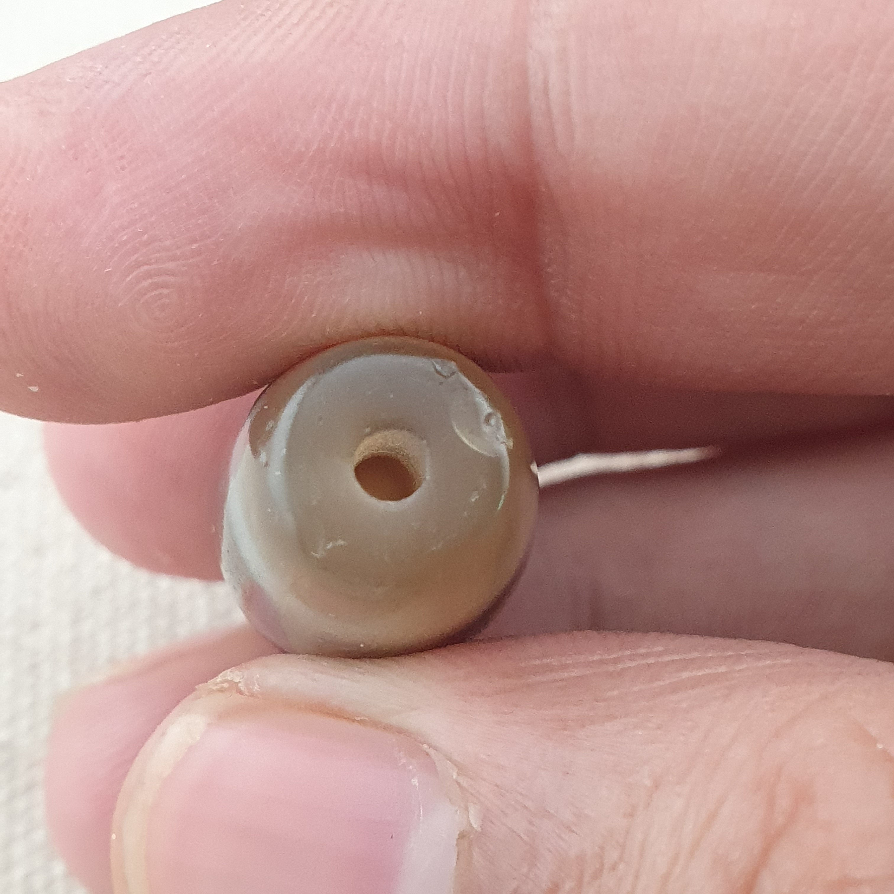 Vintage Himalayan Tibetan ChainLink Pattern Agate Dzi Bead Amulet