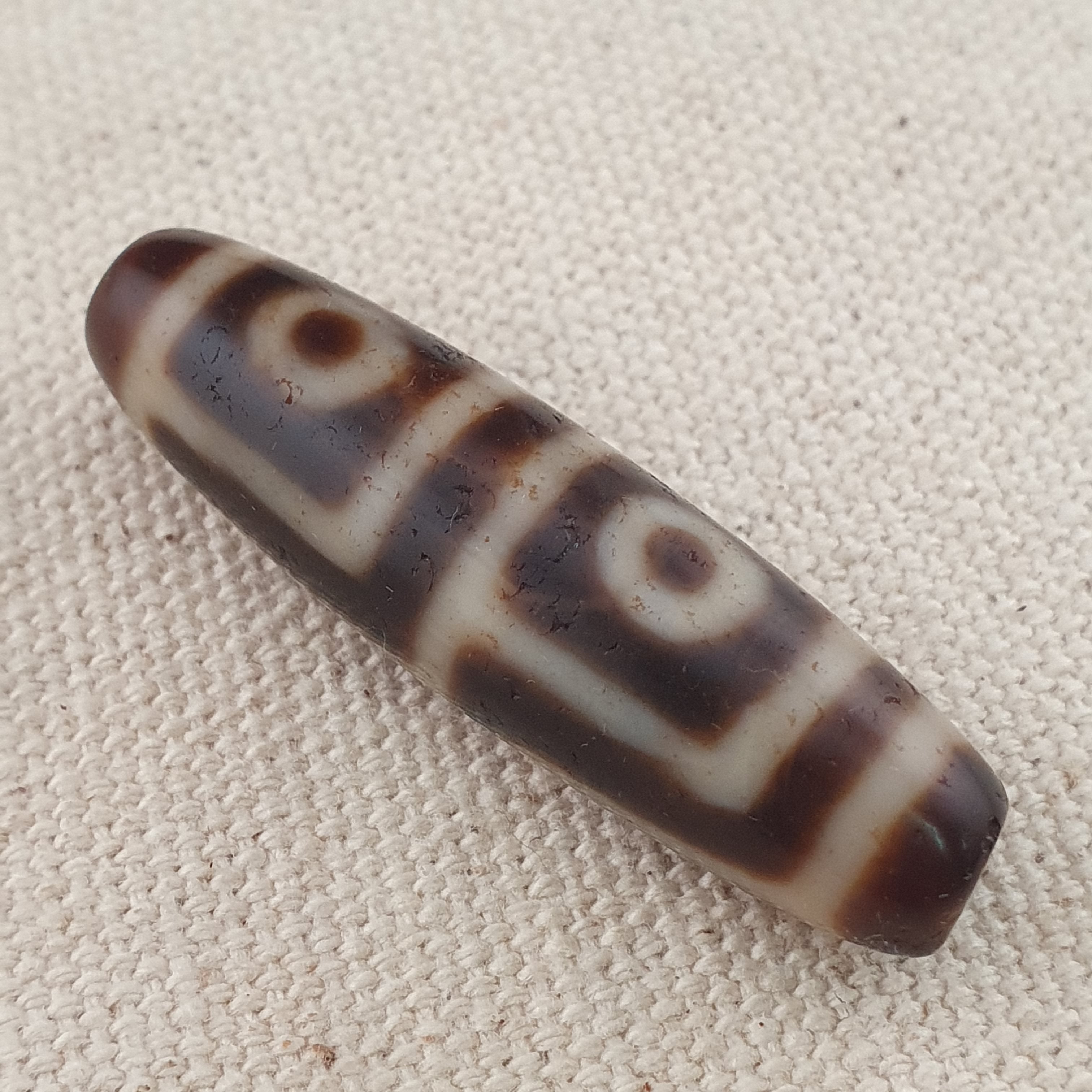 Anitque Himalayan Tibetan 4 Eyes Agate Dzi Bead Amulet