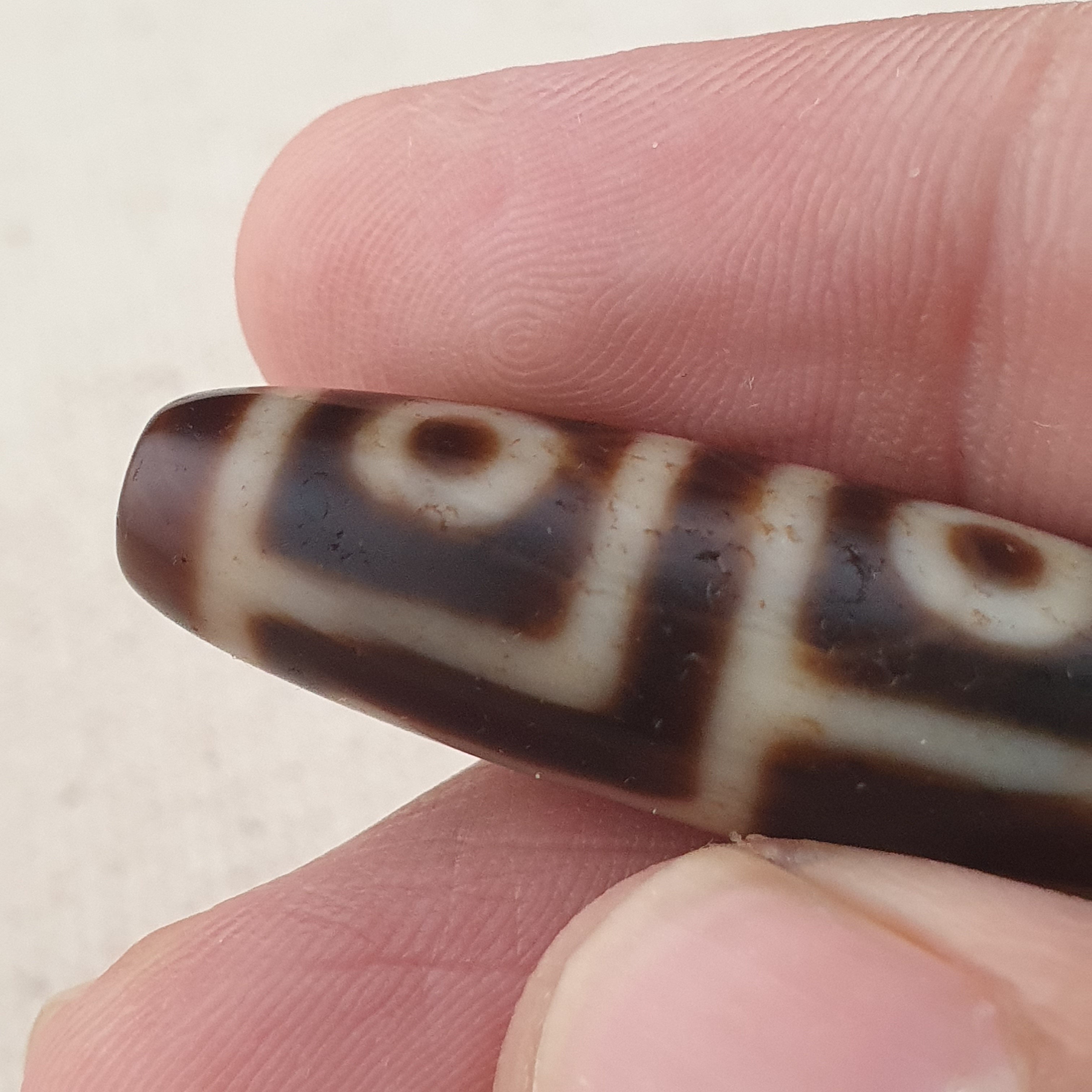 Anitque Himalayan Tibetan 4 Eyes Agate Dzi Bead Amulet