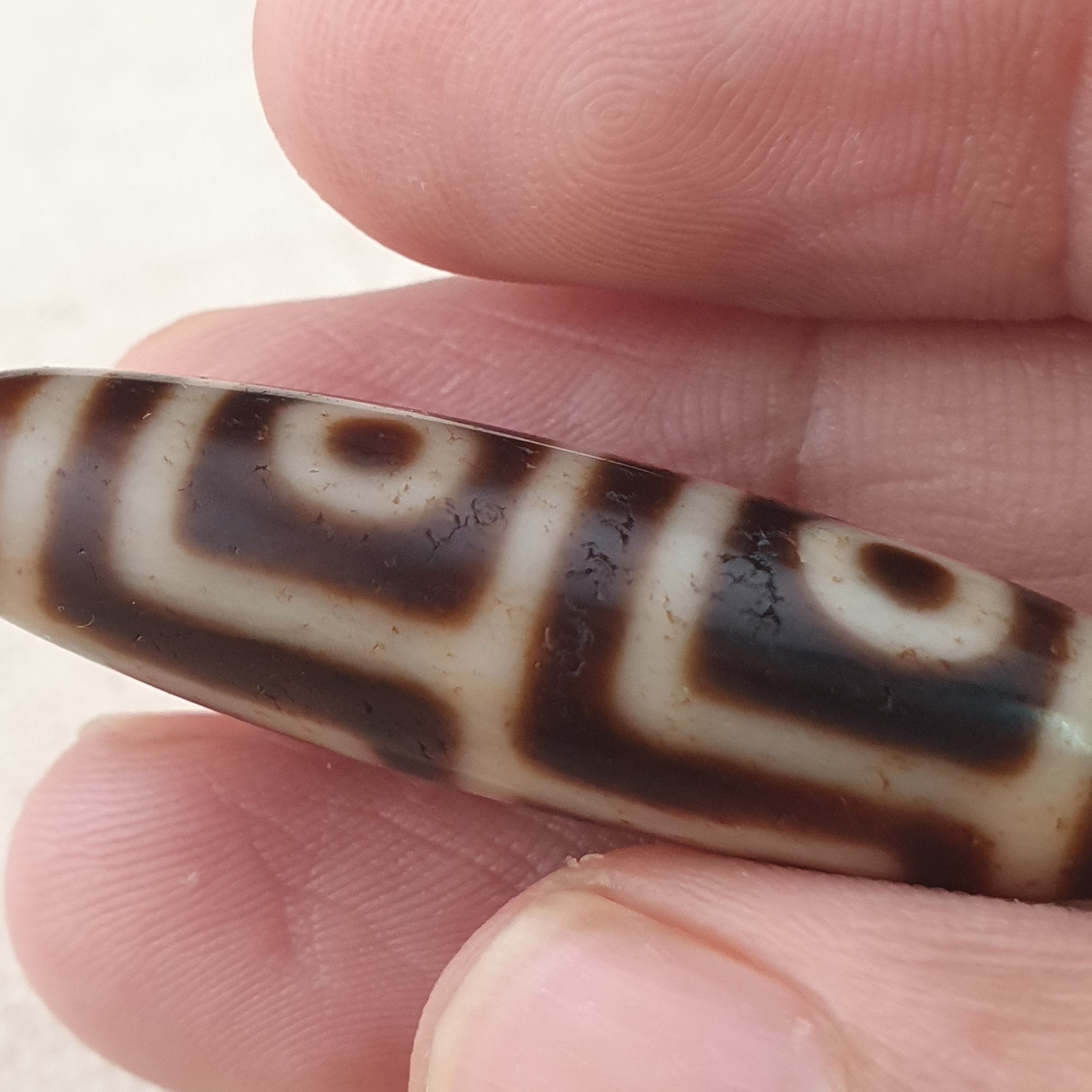 Anitque Himalayan Tibetan 4 Eyes Agate Dzi Bead Amulet