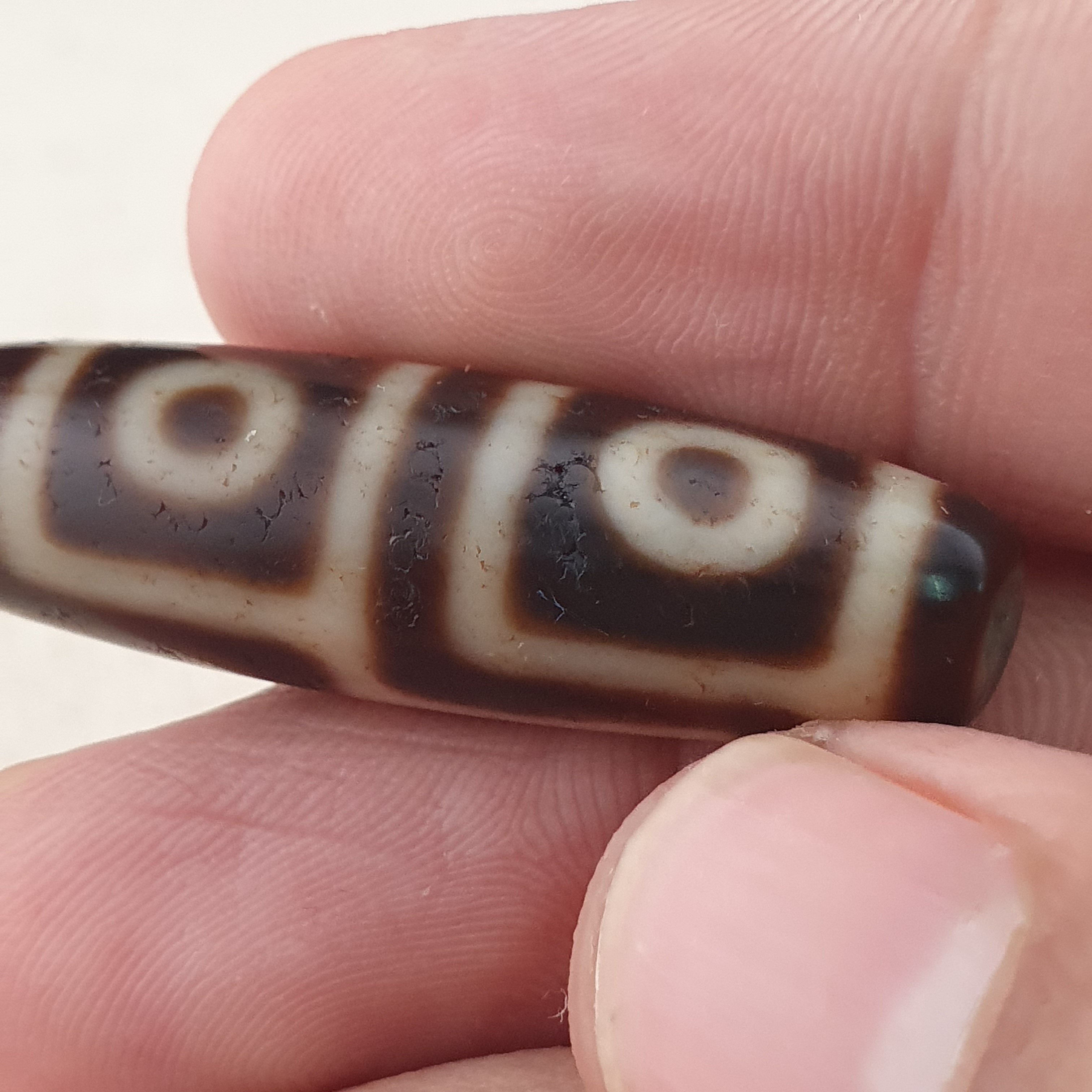 Anitque Himalayan Tibetan 4 Eyes Agate Dzi Bead Amulet