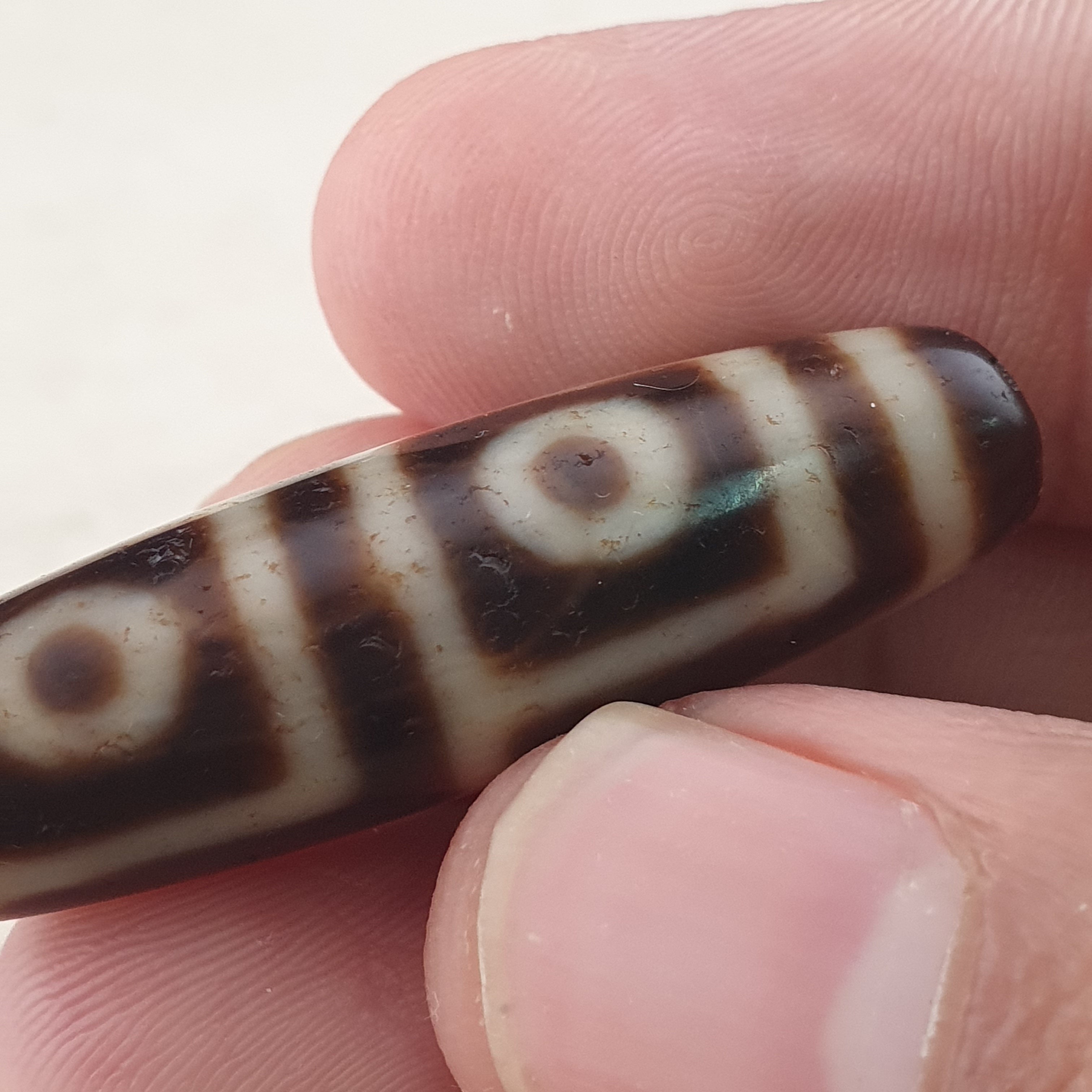 Anitque Himalayan Tibetan 4 Eyes Agate Dzi Bead Amulet