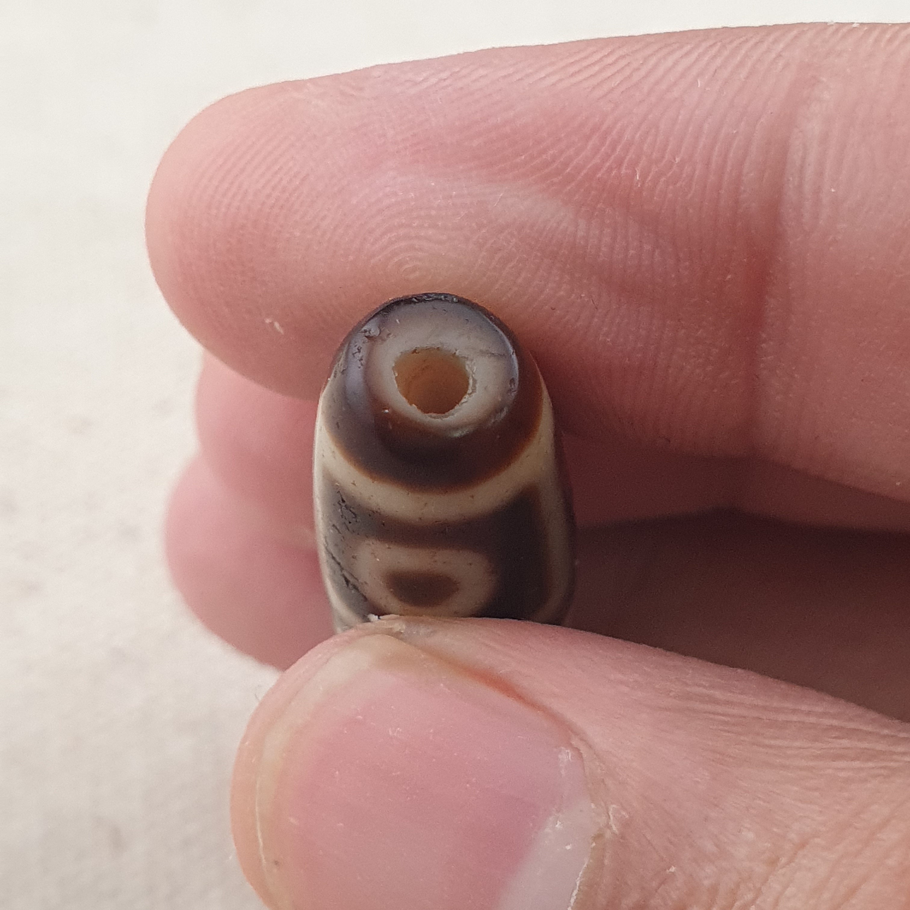 Anitque Himalayan Tibetan 4 Eyes Agate Dzi Bead Amulet